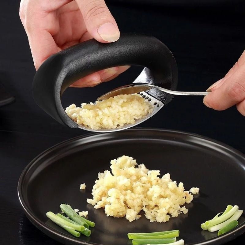 Stainless Steel Garlic Press & Masher – 304 Grade, Non-Slip Handle, Easy Clean