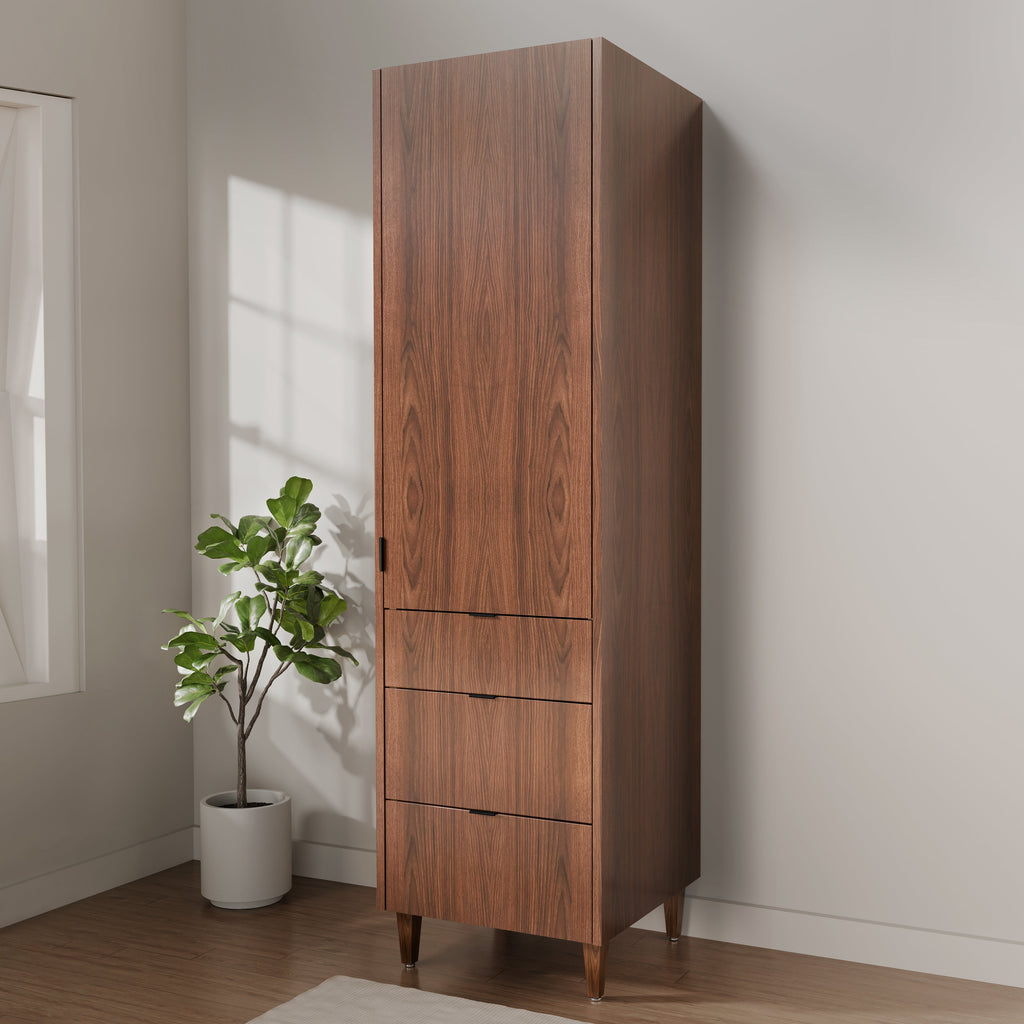 Rowan 20" x 78" Black Walnut Freestanding Linen Cabinet