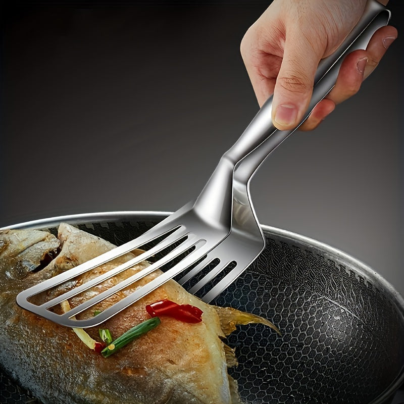 Stainless Steel Multifunctional 1pc Serving Tongs - Effortless Food Prep and Presentation for Buffet, Fish Frying, Bread, Steak, Salad, and Dessert - Kitchen Tools