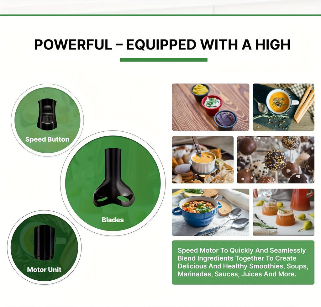 [Handheld Immersion Blender] WANVOAPLS 2-Speed Handheld Immersion Blender - Detachable Shaft for Easy Cleaning - Hanging Loop for Storage - Electric Hand Mixer for Soup, Smoothies, Sauces, Baby Food, Milkshakes, Puree - Compa