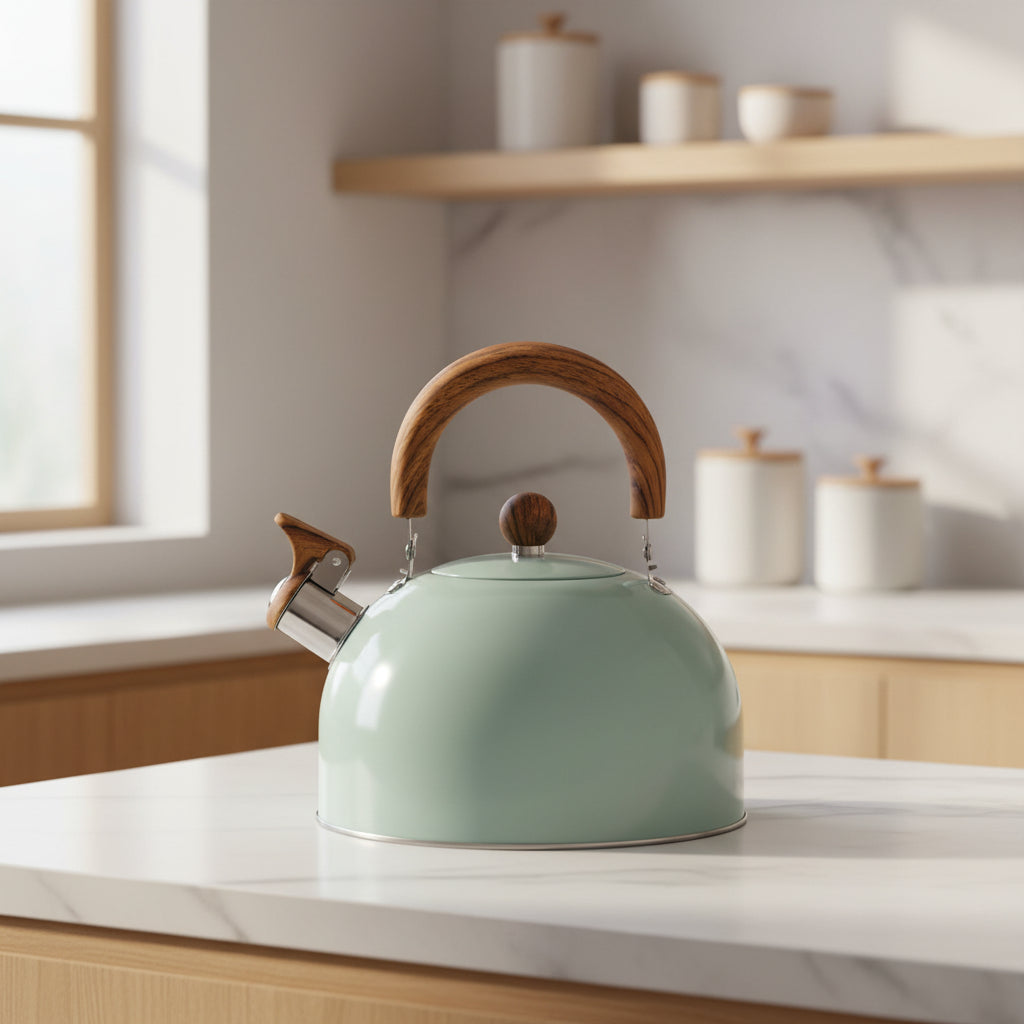 3L Stainless Steel Whistle Kettle – Folding Handle, Modern Dome Design