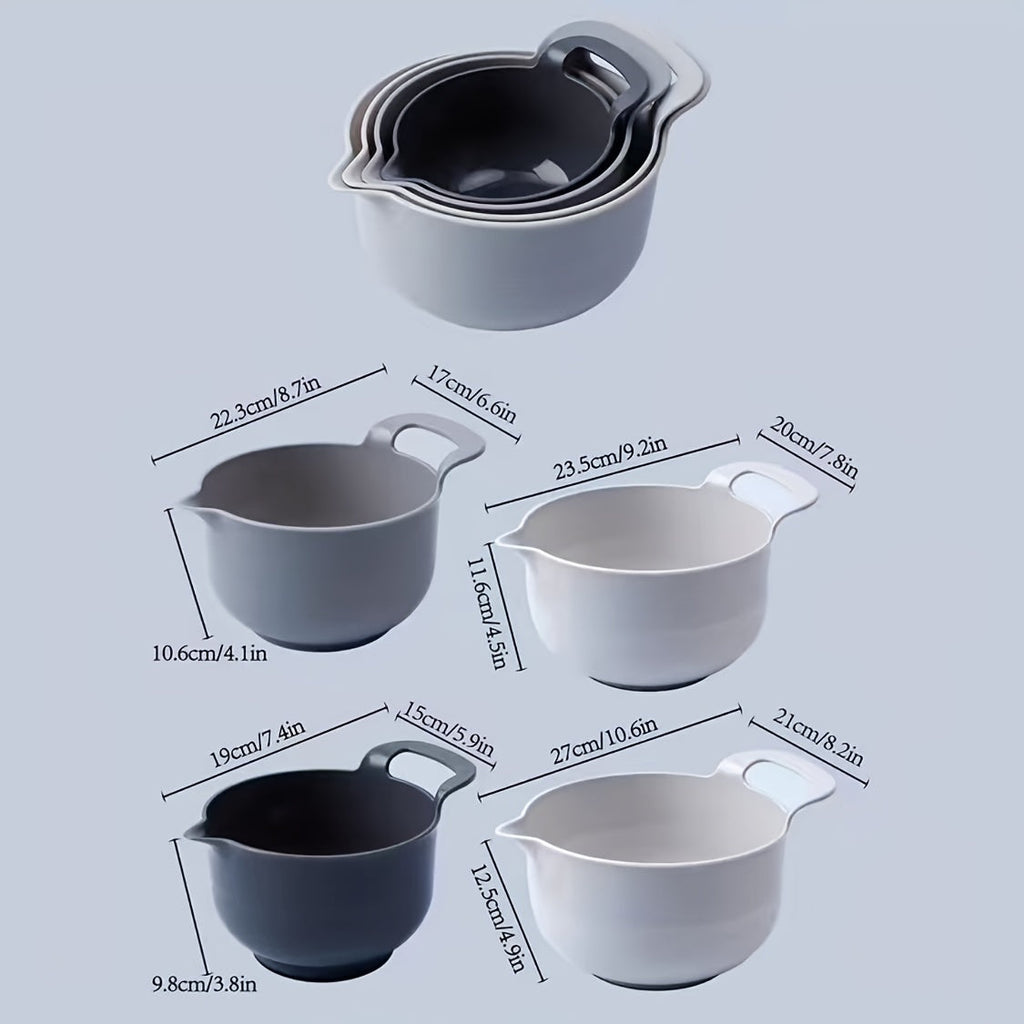 4pcs, Mixing Bowls, Nesting Plastic Mixing Bowl Set With Pour Spouts And Handles, Home Kitchen Accessories