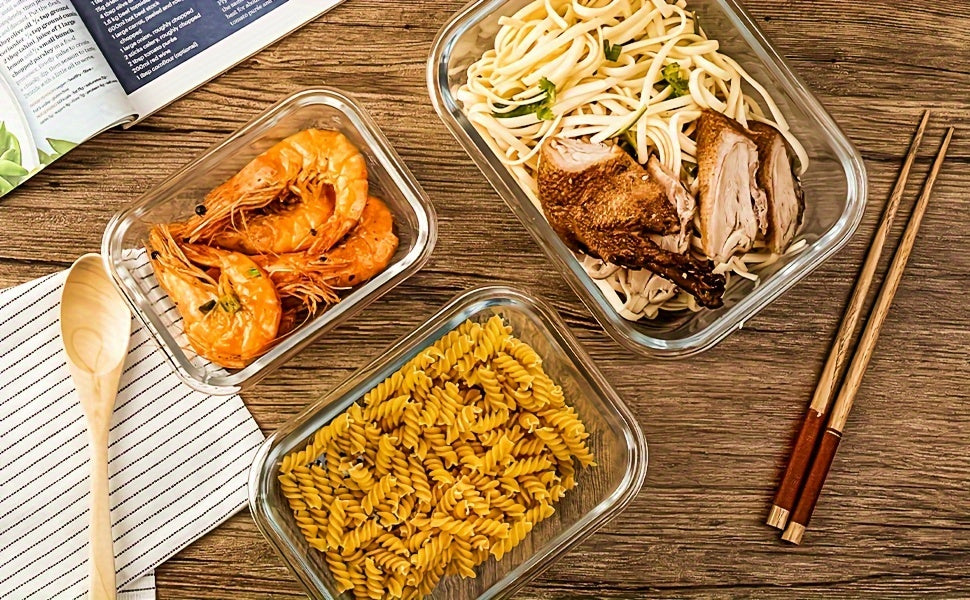 10pcs Storage Containers, Multipurpose Glass Meal Prep Containers, Leak Proof And Stackable Food Storage Containers With Airtight Lids, For Meat, Fruit And Vegetable, Kitchen Organizers And Storage, Kitchen Accessories