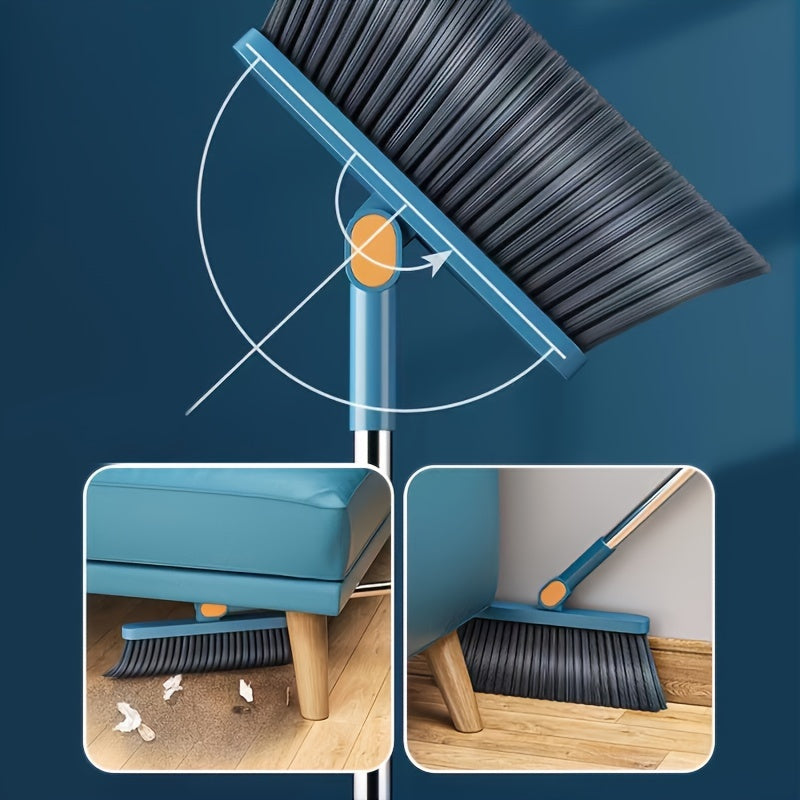 1set, Household Broom And Dustpan Set, Long Handle Floor Cleaning Broom Dustpan Set, Rotatable Broom And Dustpan With Comb Tooth, To Remove Dust And Garbage, For Home, Kitchen, Room, Office, Cleaning Supplies, Cleaning Tool,
