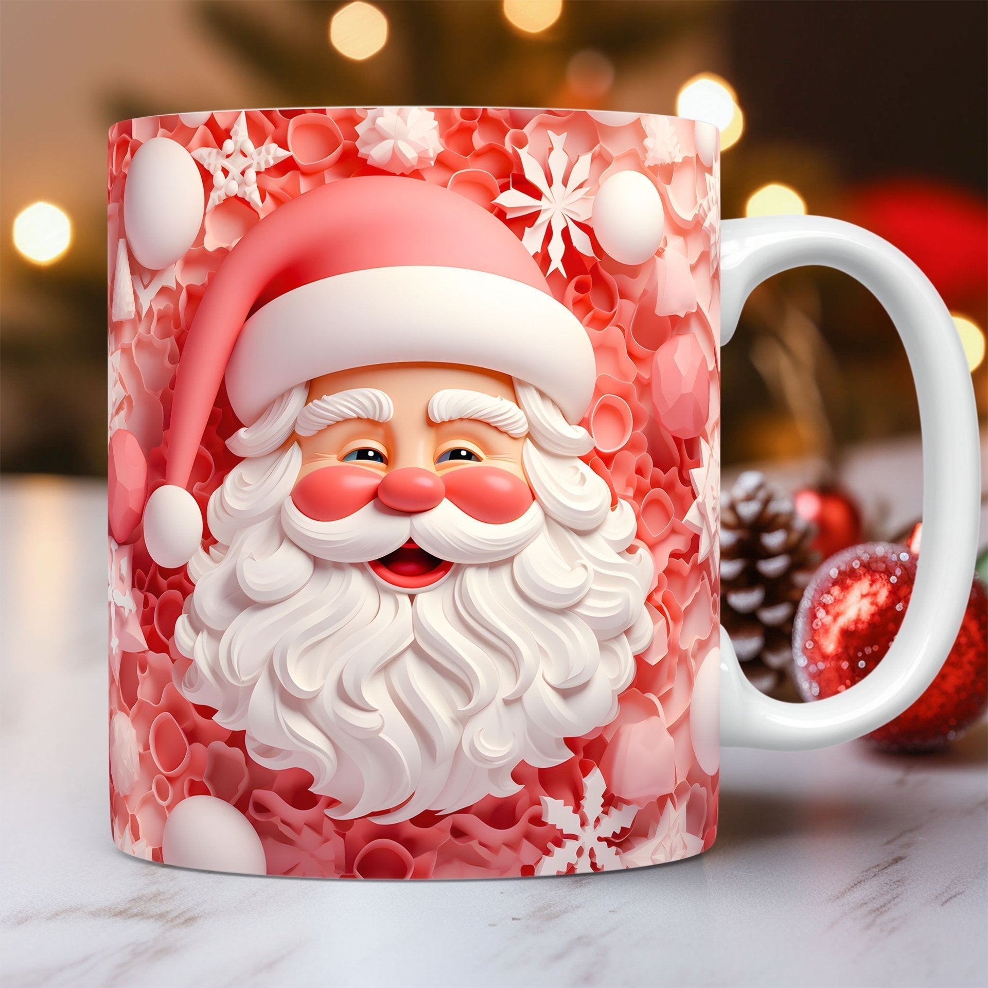 ☕ 3D Christmas Ceramic Mug – Santa & Snowman Holiday Coffee Cup