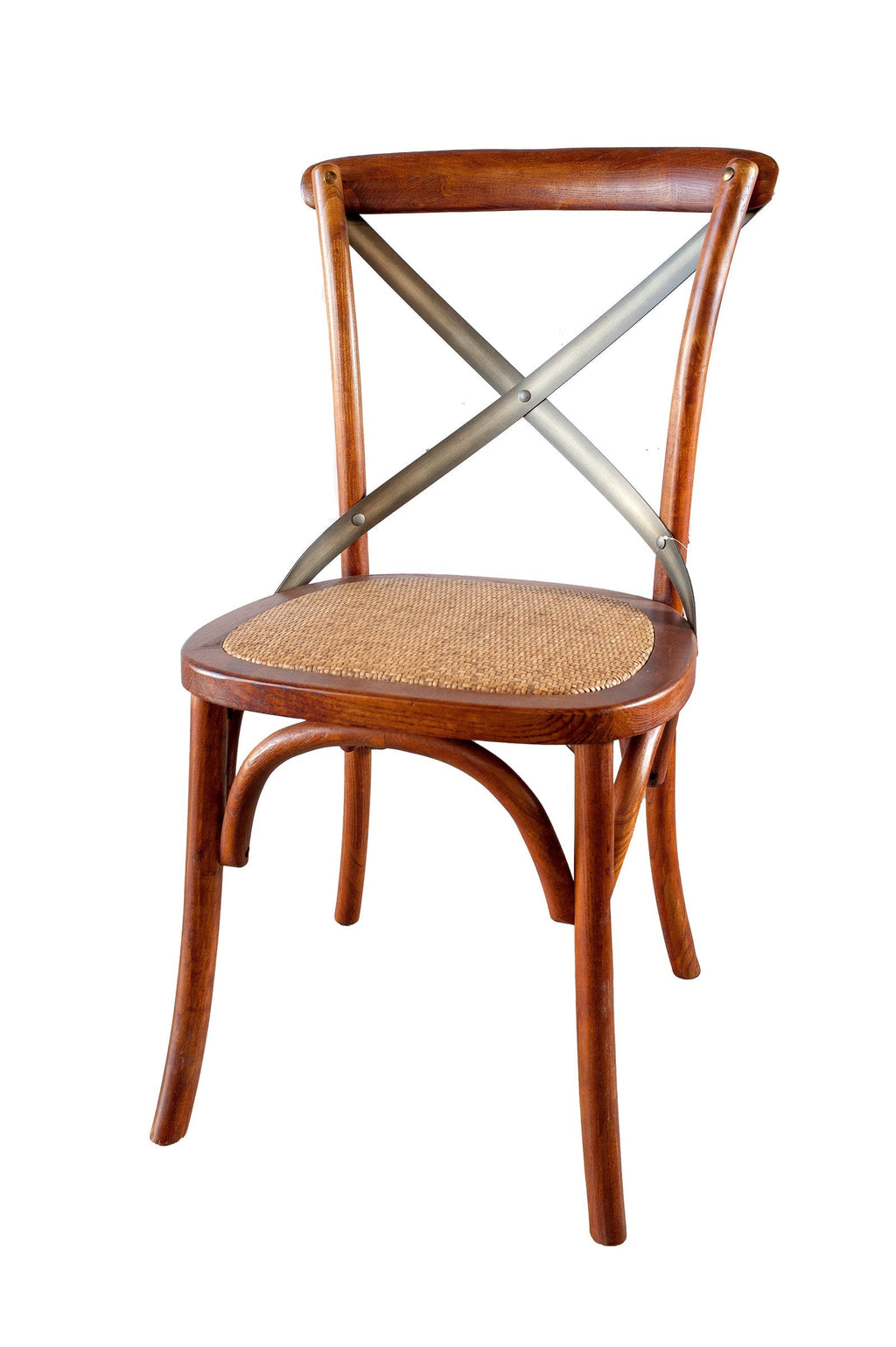 LH Home Cross Back Chair with Rattan Seat (Set of 2)