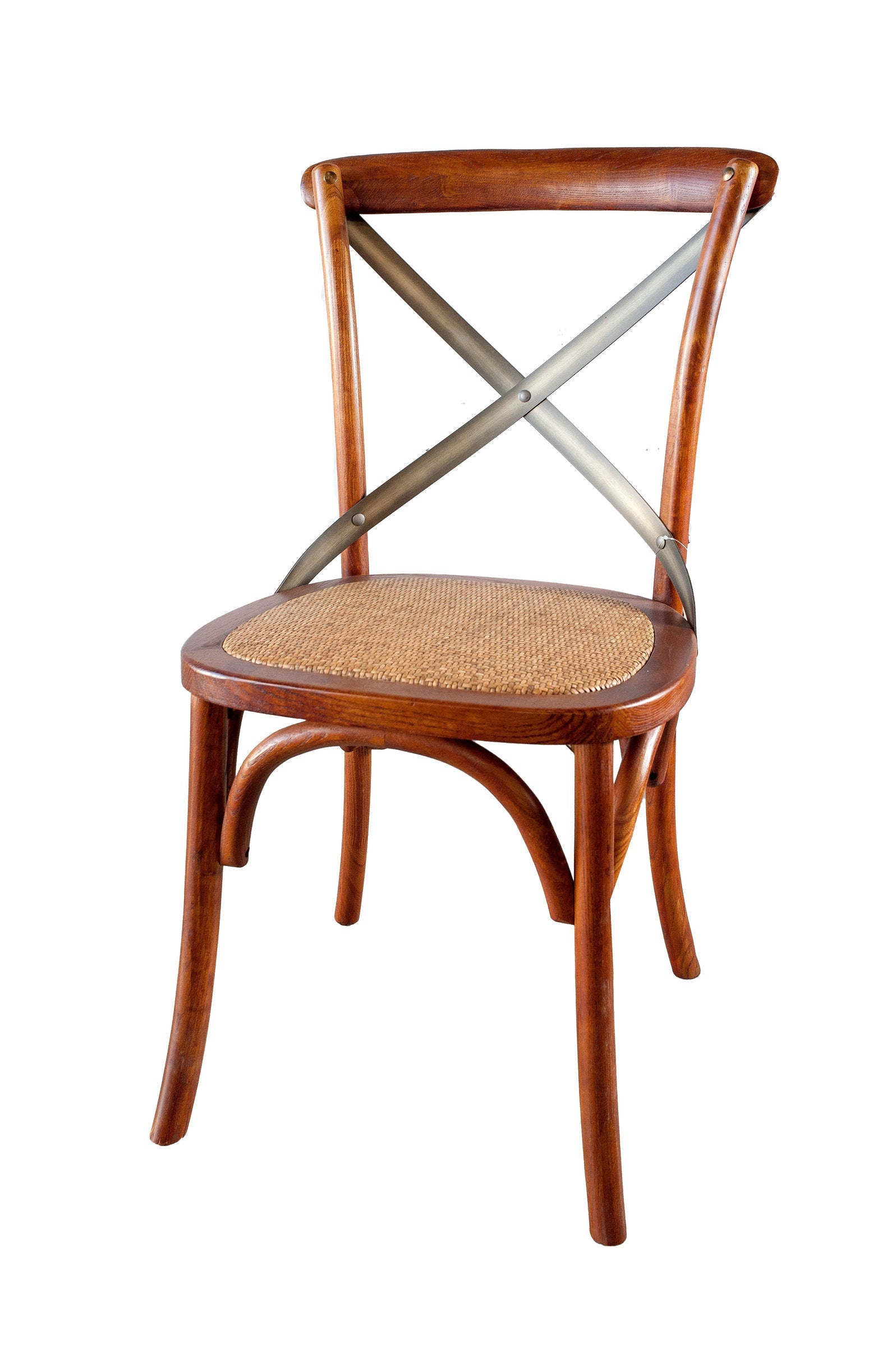 LH Home Cross Back Chair with Rattan Seat (Set of 2)
