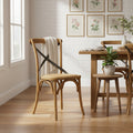 LH Home Cross Back Chair with Rattan Seat (Set of 2)