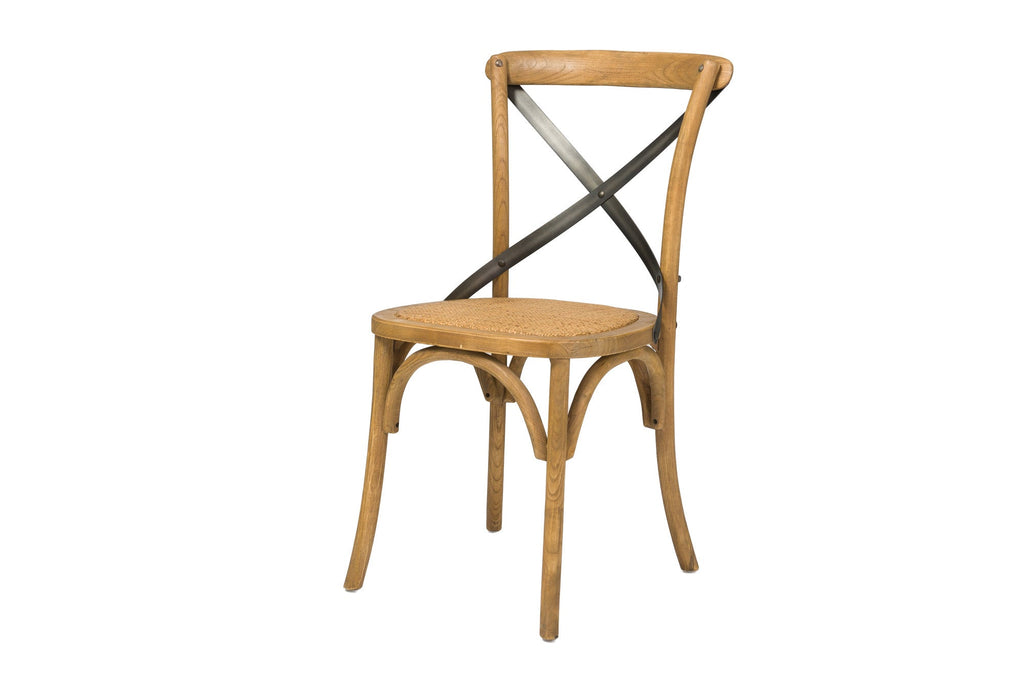 LH Home Cross Back Chair with Rattan Seat (Set of 2)