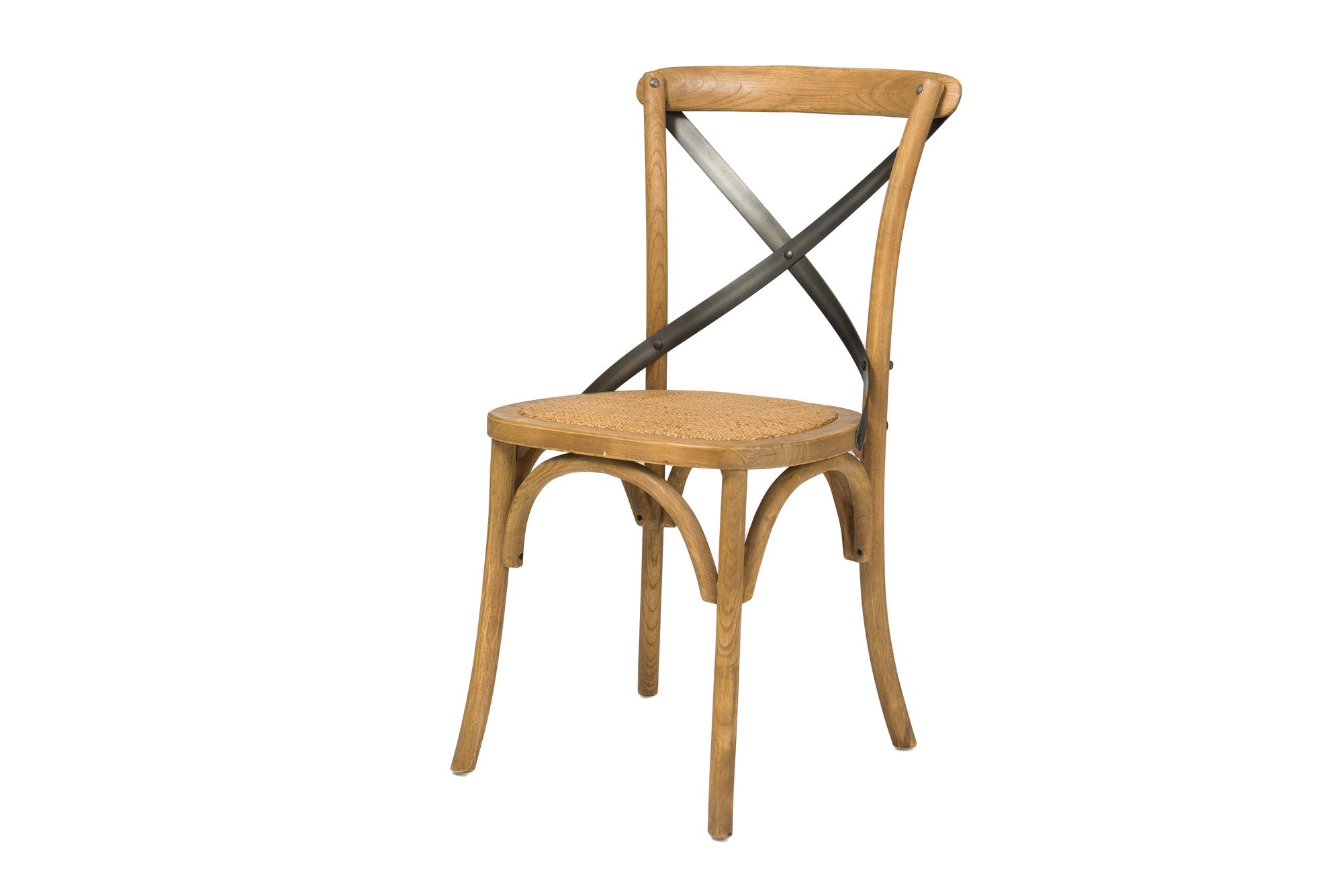 LH Home Cross Back Chair with Rattan Seat (Set of 2)