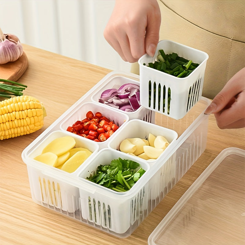 6-Tier Transparent Kitchen Storage Box Set with Lid - Heavy-Duty Plastic Food-Safe Organizer for Fridge, Freezer, Pantry, Kitchen - Space-Saving Design with Ventilation Holes, Stackable Refrigerator Storage Containers