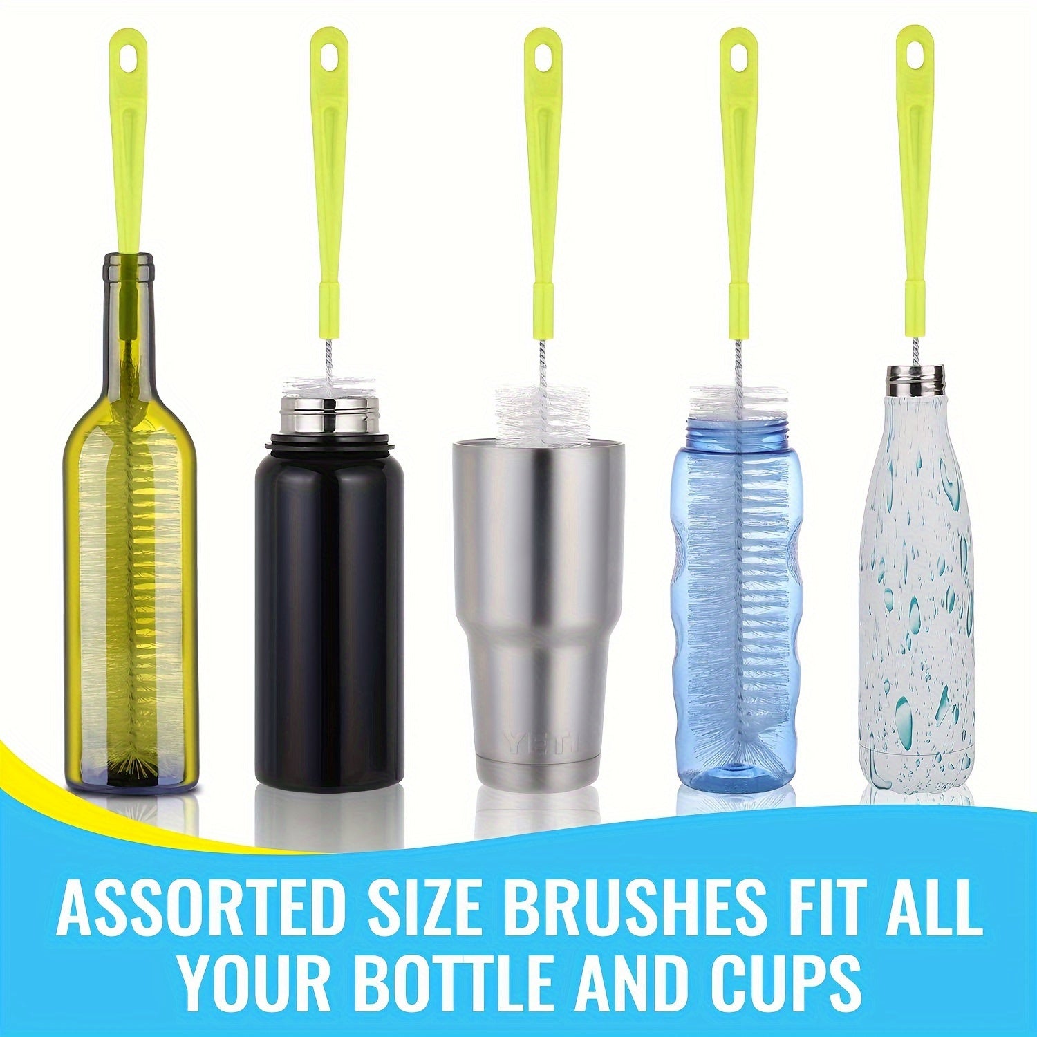 8pcs/set, Cup Brush, Long Handle Bottle Cleaning Brush, Straw Brush, Tea Stain Removal Brush, No Dead Corner, Multipurpose Kitchen Cleaning Brush, For Water Bottle, Tea Cup, Groove, Cleaning Supplies, Cleaning Tool, Christmas