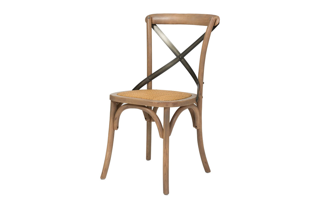 LH Home Cross Back Chair with Rattan Seat (Set of 2)