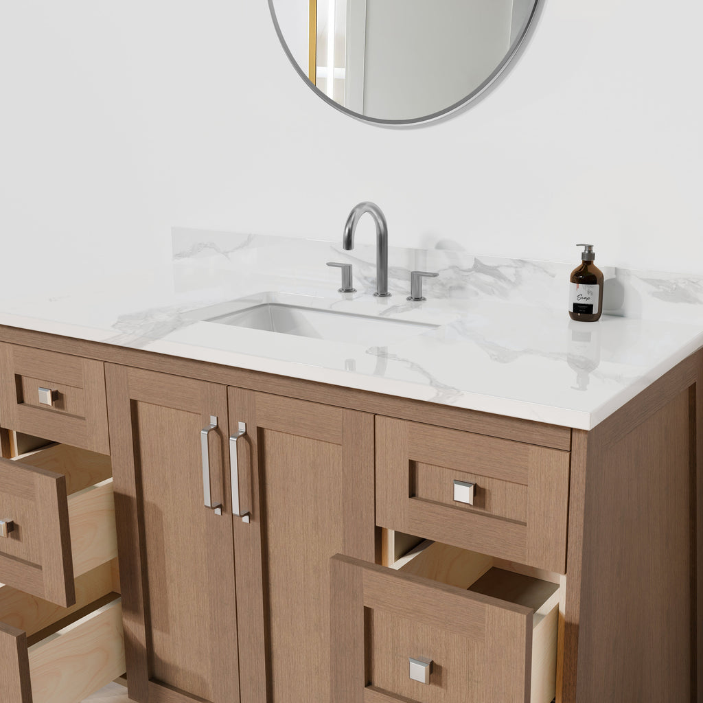 Arlo 48" Solid-Wood Vanity with Quartz Countertop