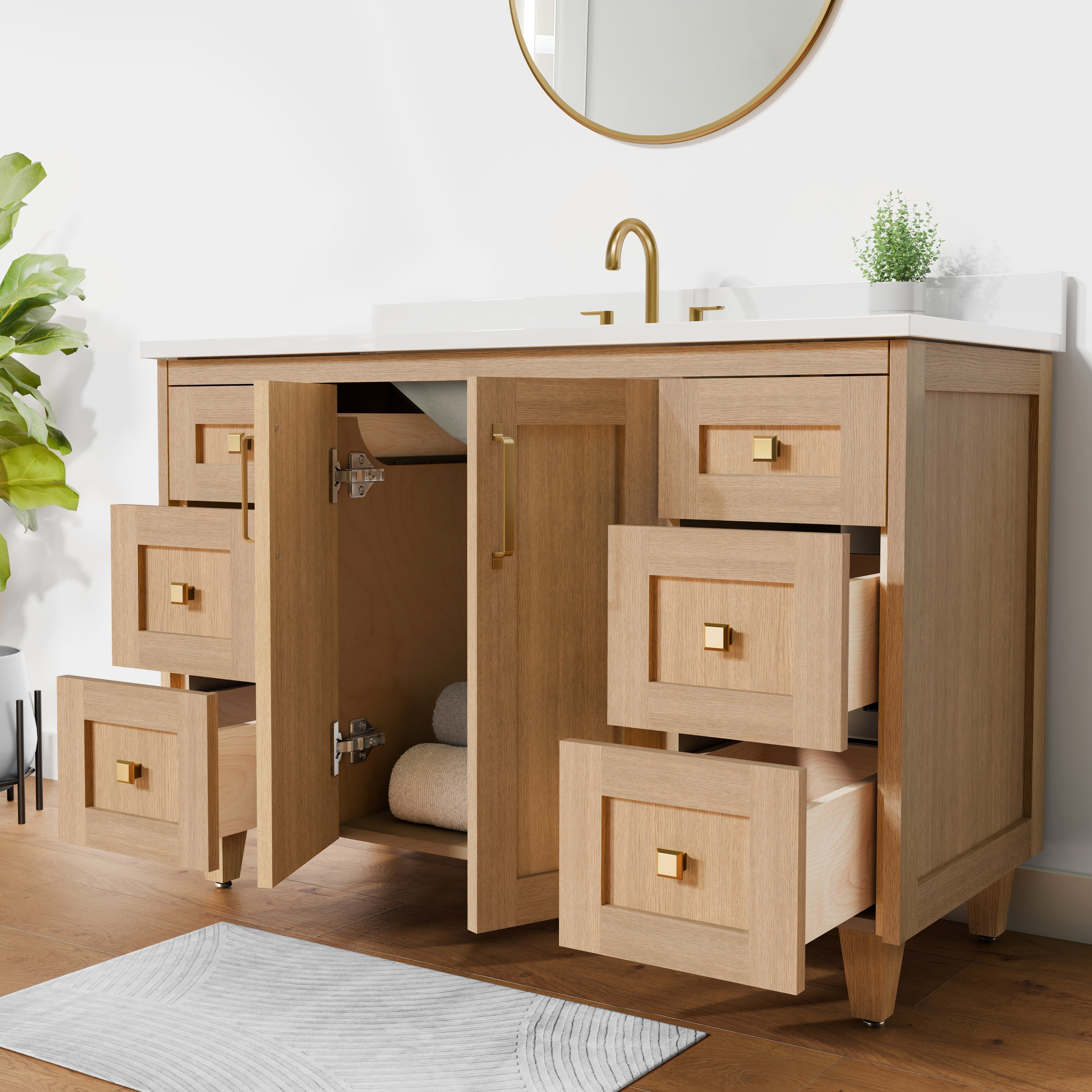 Arlo 48" Solid-Wood Vanity with Quartz Countertop
