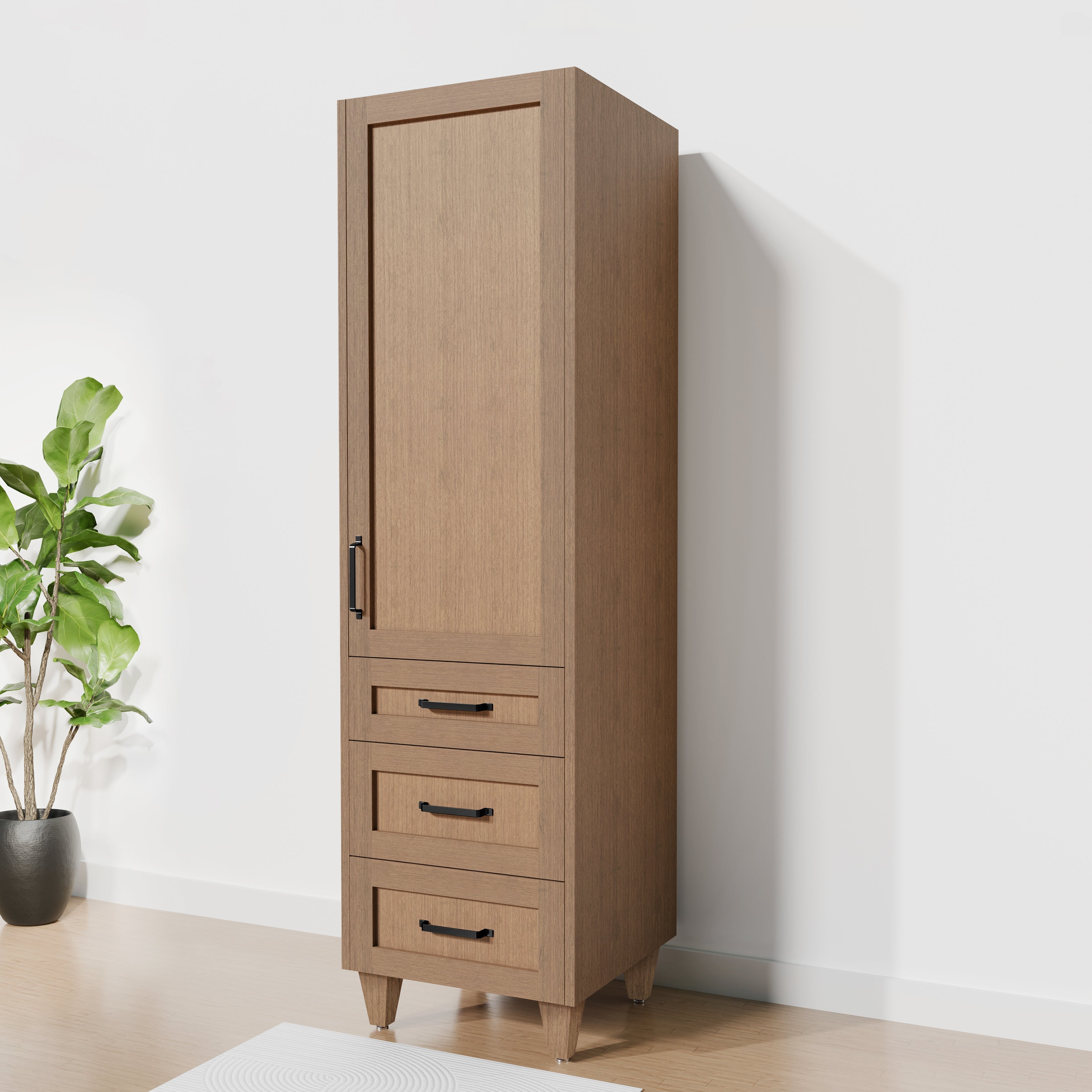 Arlo 20" x 78" Solid-Wood Freestanding Linen Cabinet