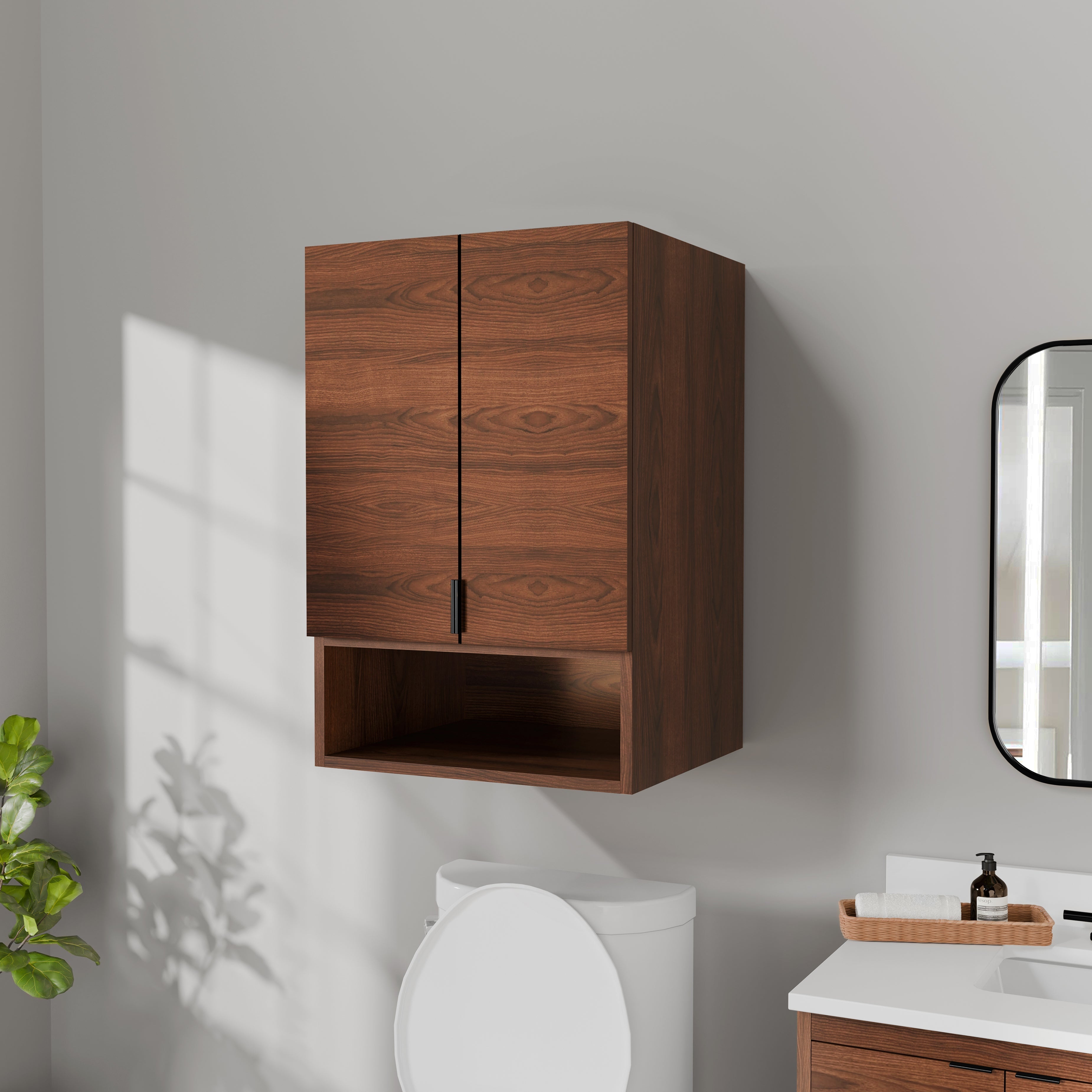 Rowan 24" x 36" Black Walnut Wall Mounted Storage Cabinet