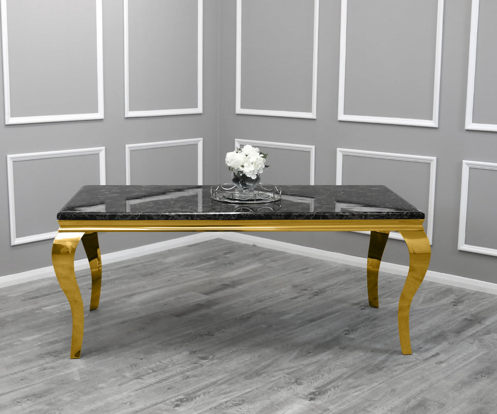 Marble Dining Table with Gold Frame – Modern Marble Top Dining Room Table for 4 or 6 Chairs (Table Only, Chairs Sold Separately)