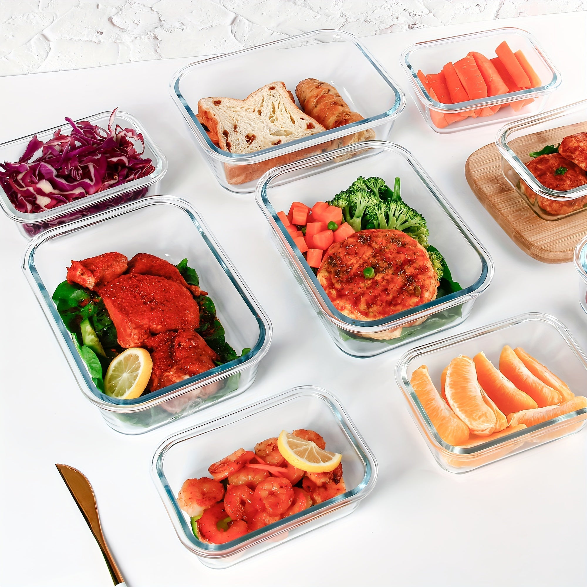 10pcs Leak-Proof Glass Meal Prep Containers - Durable, Reusable Kitchen Organizers - Airtight for Freshness - Ideal for Camping, Picnics, School, Office & Home