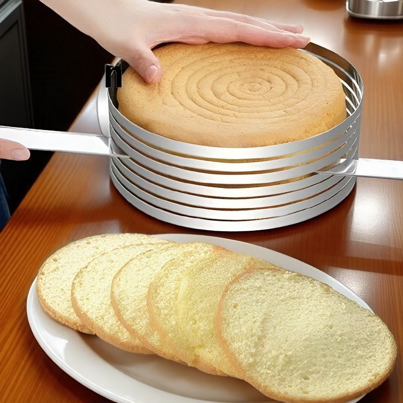 Adjustable Stainless Steel Cake Slicer Telescopic Layer Cutter for Even Baking