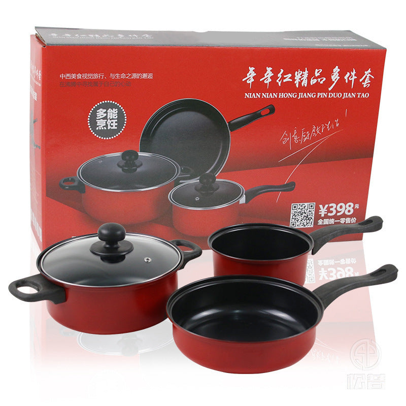 Non-Stick Cookware Set ? Multi-Purpose Fine Iron Pots & Frying Pan with Gift Packaging