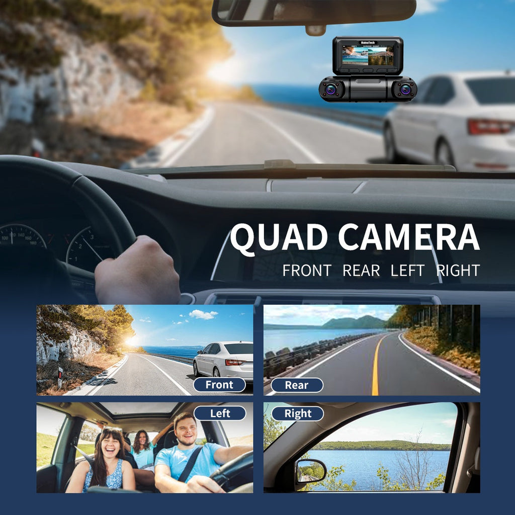 360° 4-Channel Dash Cam – Front, Rear & Side View, GPS + Night Vision