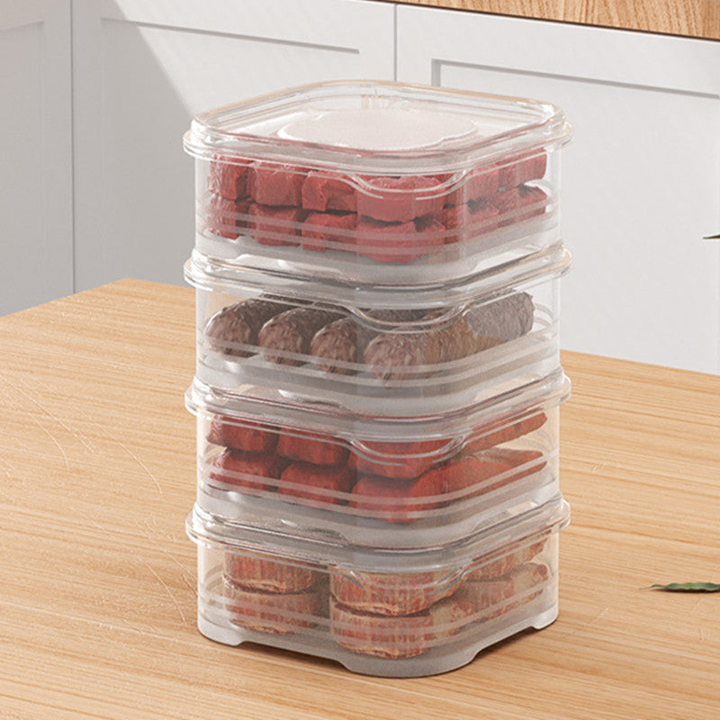 4/8/10pcs Clear Plastic Containers For Refrigerator With Lids, Food Storage Fresh-keeping Box, Dishwasher Safe, Fruit Vegetable Crisper, Dumpling Meat Ginger Garlic Green Onion Food Storage Containers, Home Kitchen Utensil