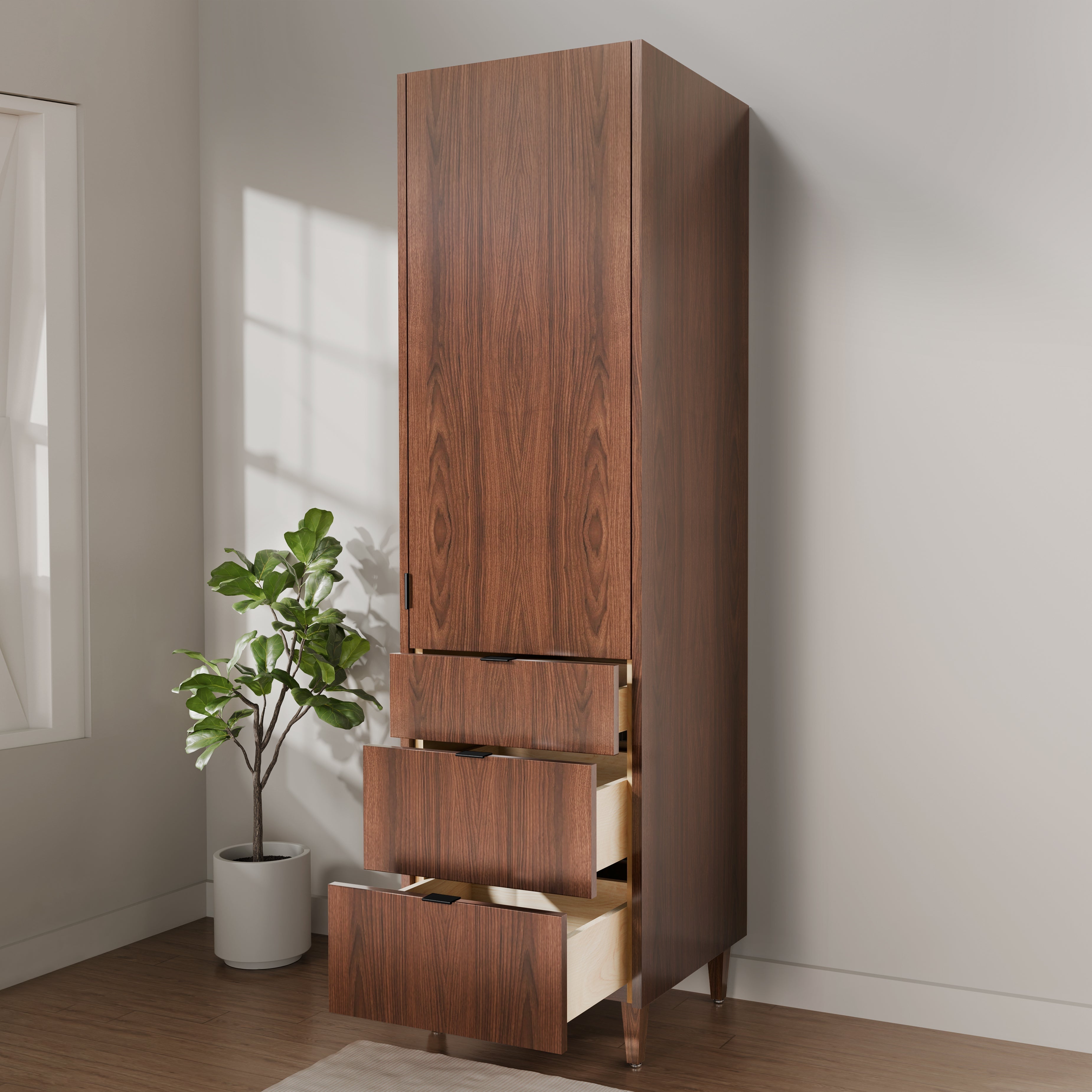 Rowan 20" x 78" Black Walnut Freestanding Linen Cabinet