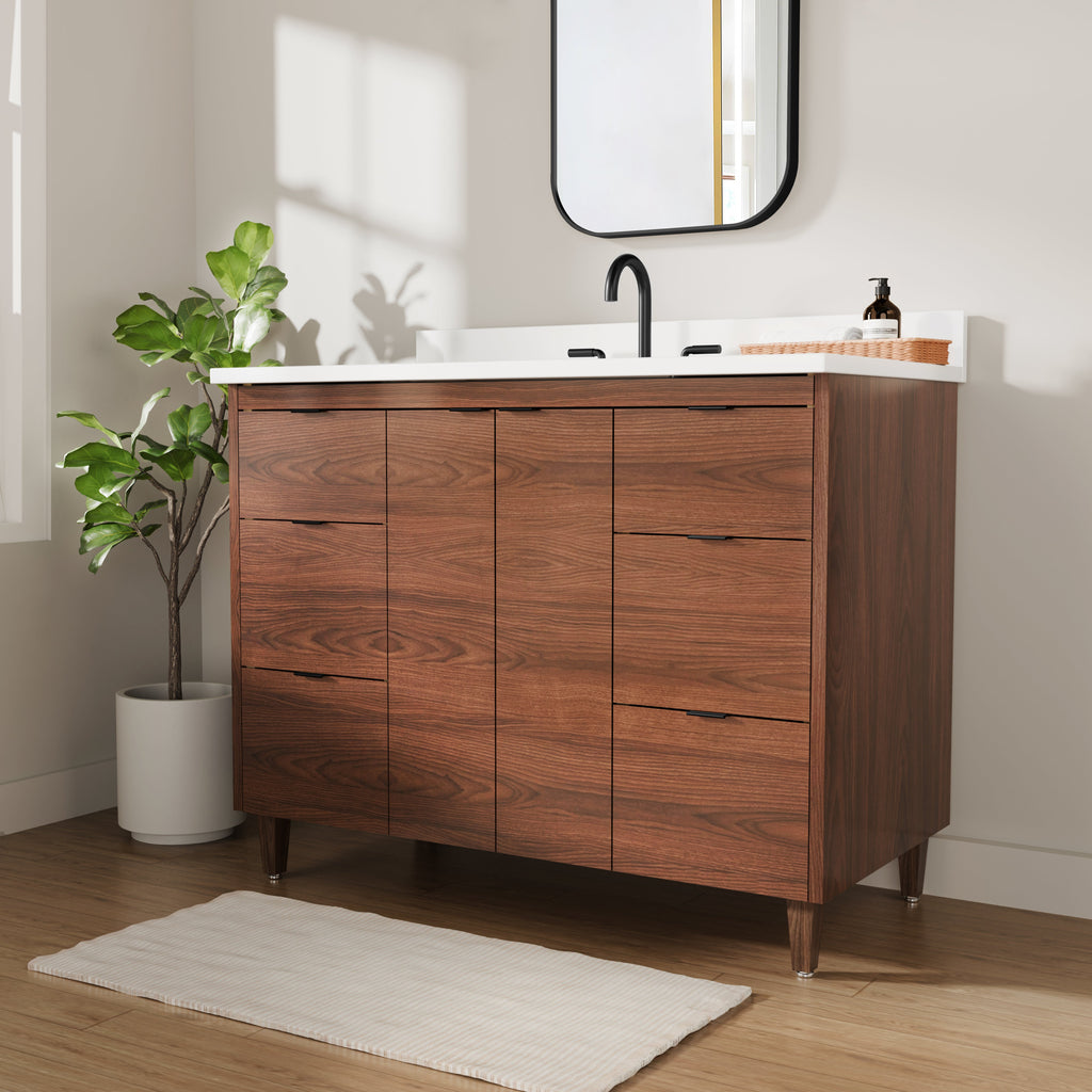 Rowan 42" Black Walnut Vanity with Quartz Countertop