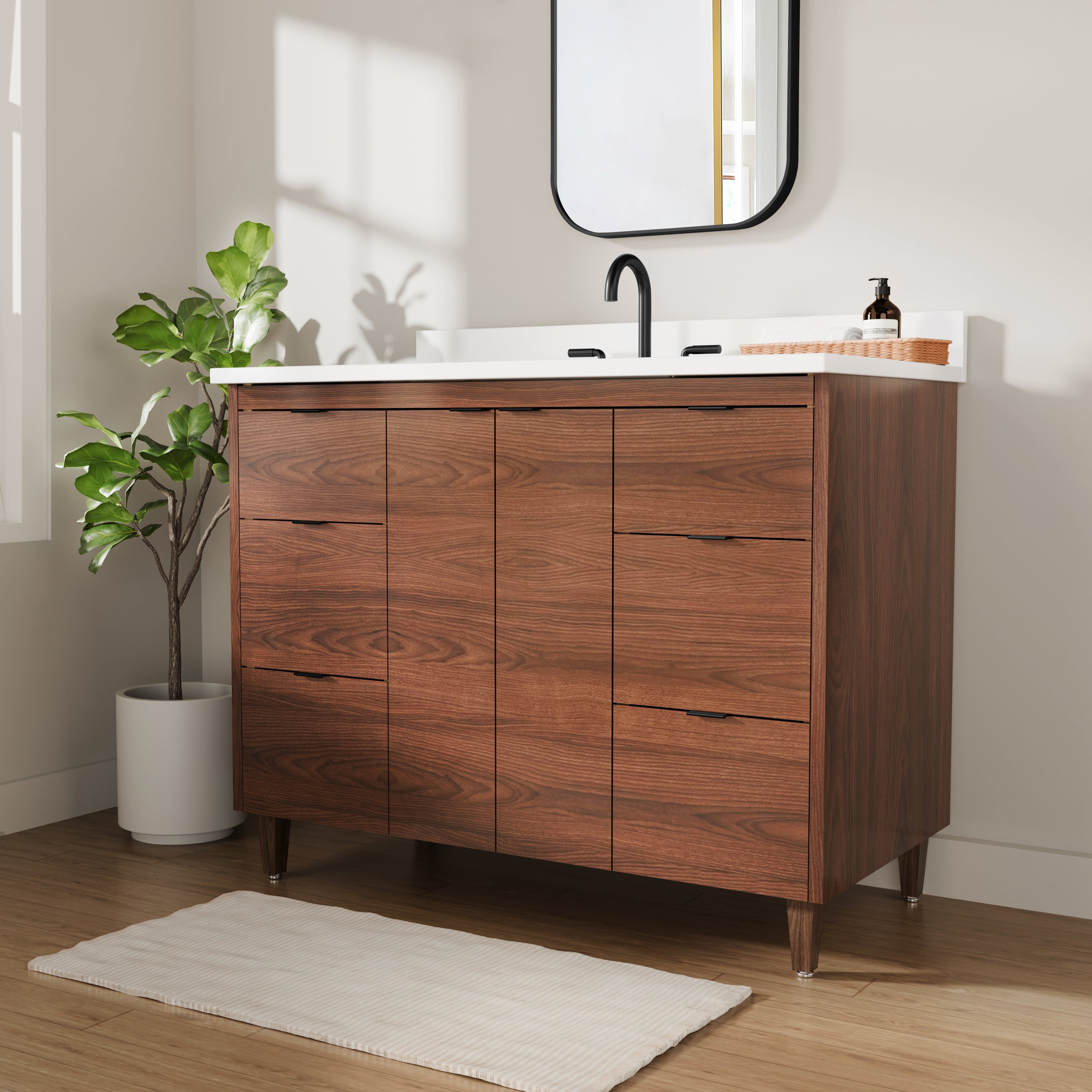 Rowan 42" Black Walnut Vanity with Quartz Countertop