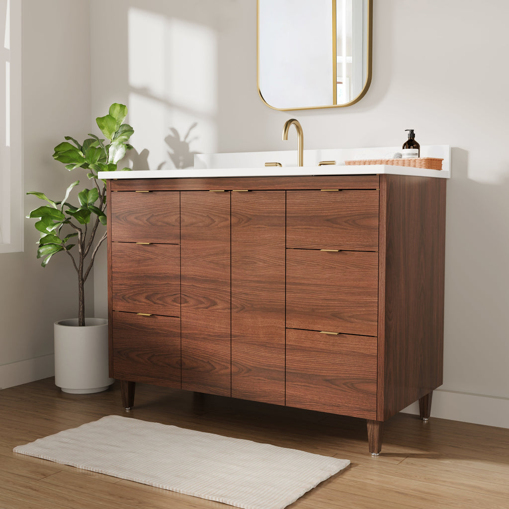 Rowan 42" Black Walnut Vanity with Quartz Countertop