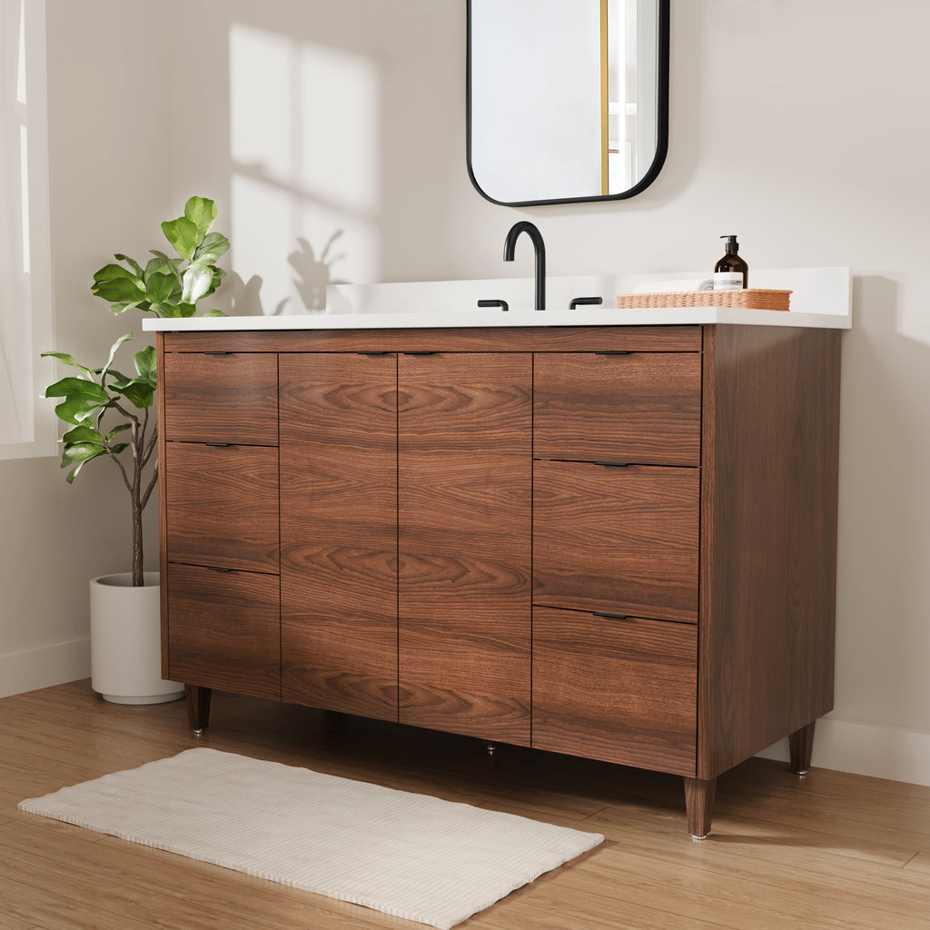 Rowan 48" Black Walnut Vanity with Quartz Countertop