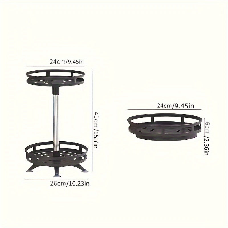 1pc Multifunctional Rotating Storage Rack With Adjustable Height And Spray Paint Finish - Perfect For Kitchen, Bathroom, And Countertop Organization For Restaurant