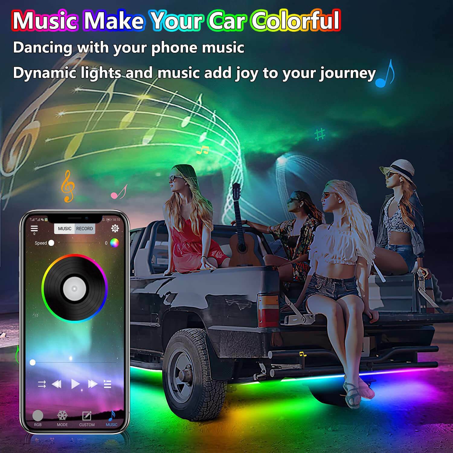RGB Car Underglow Neon Strip Kit