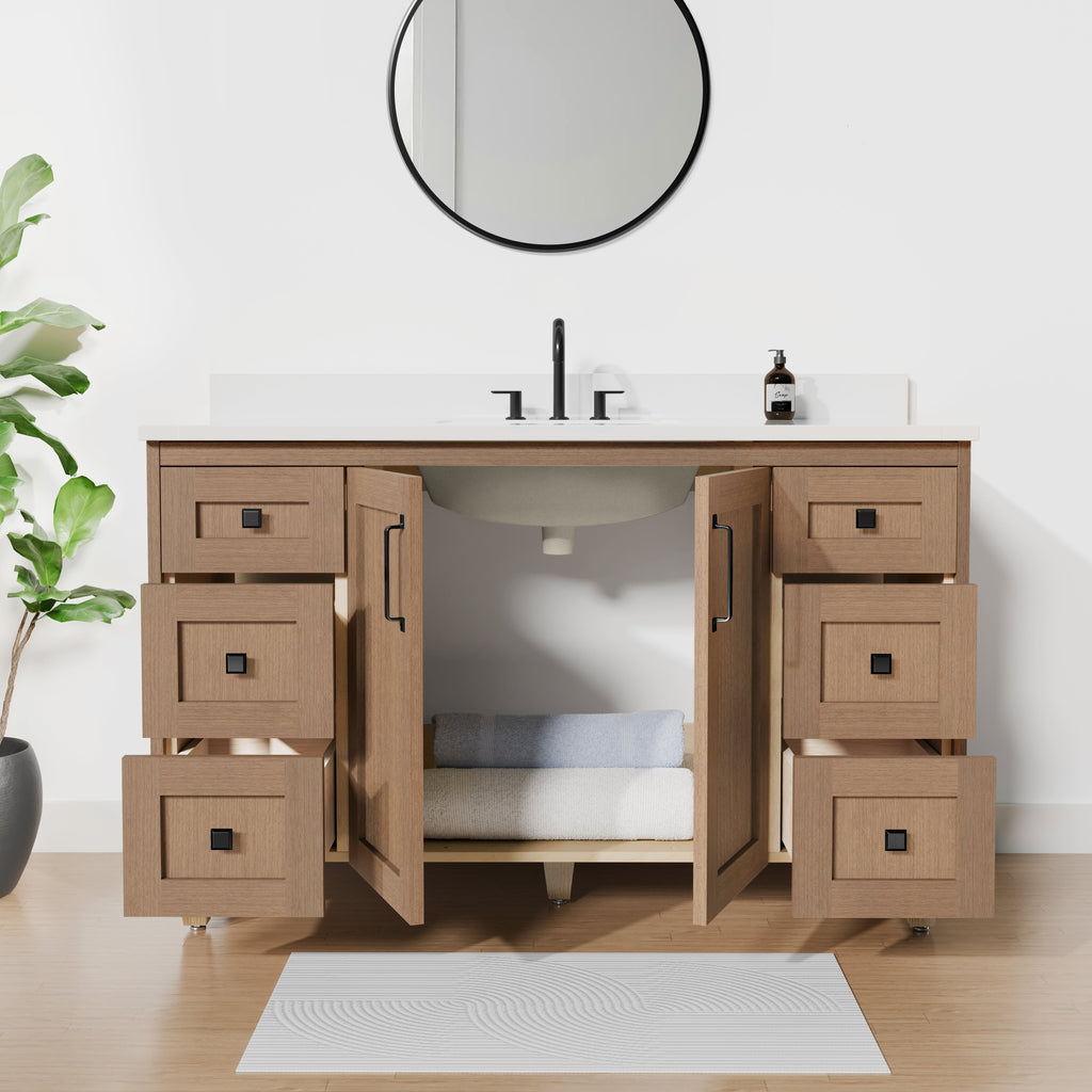 Arlo 54" Solid-Wood Vanity with Quartz Countertop