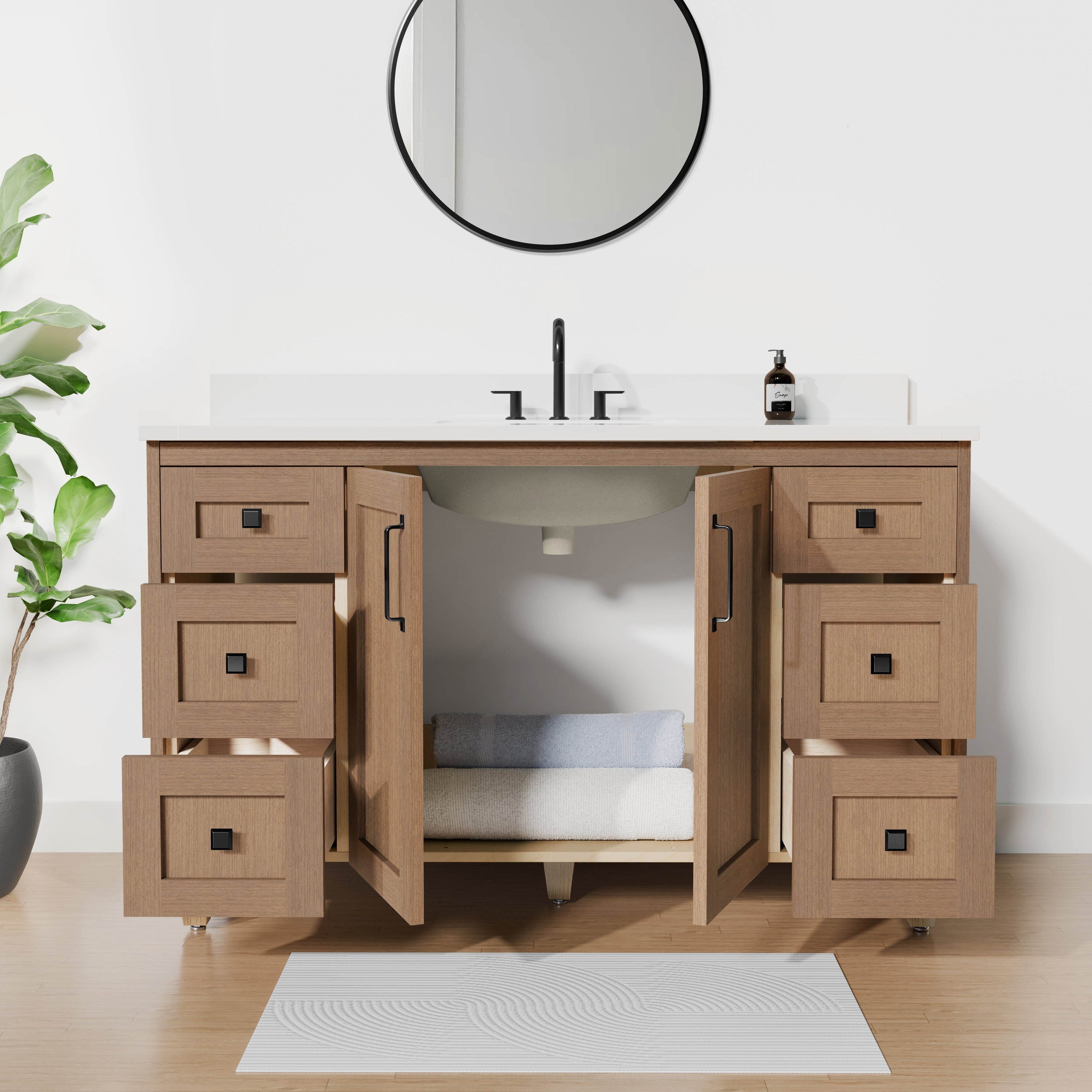 Arlo 54" Solid-Wood Vanity with Quartz Countertop