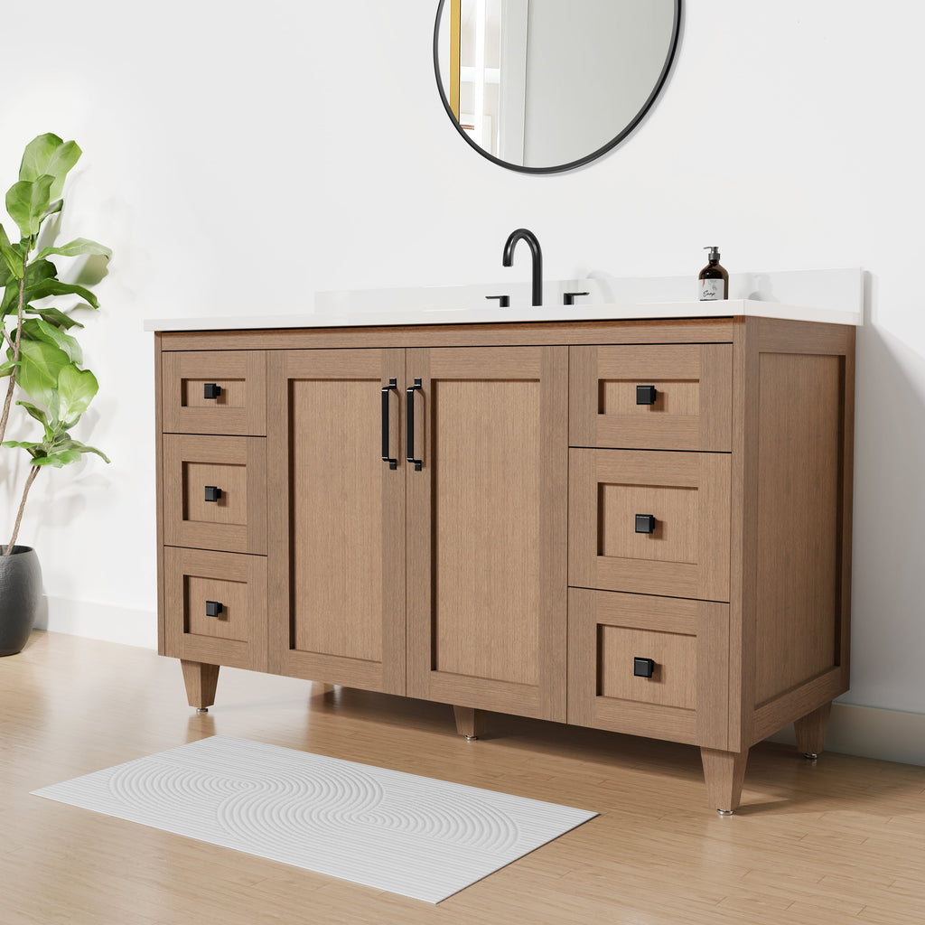 Arlo 54" Solid-Wood Vanity with Quartz Countertop