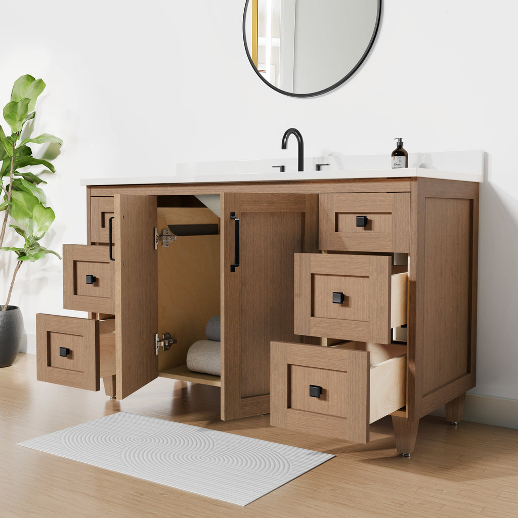 Arlo 54" Solid-Wood Vanity with Quartz Countertop