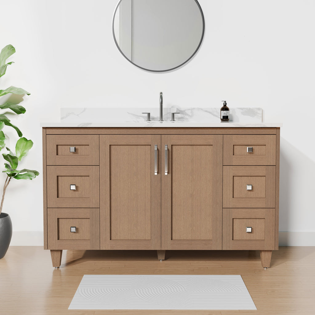 Arlo 54" Solid-Wood Vanity with Quartz Countertop