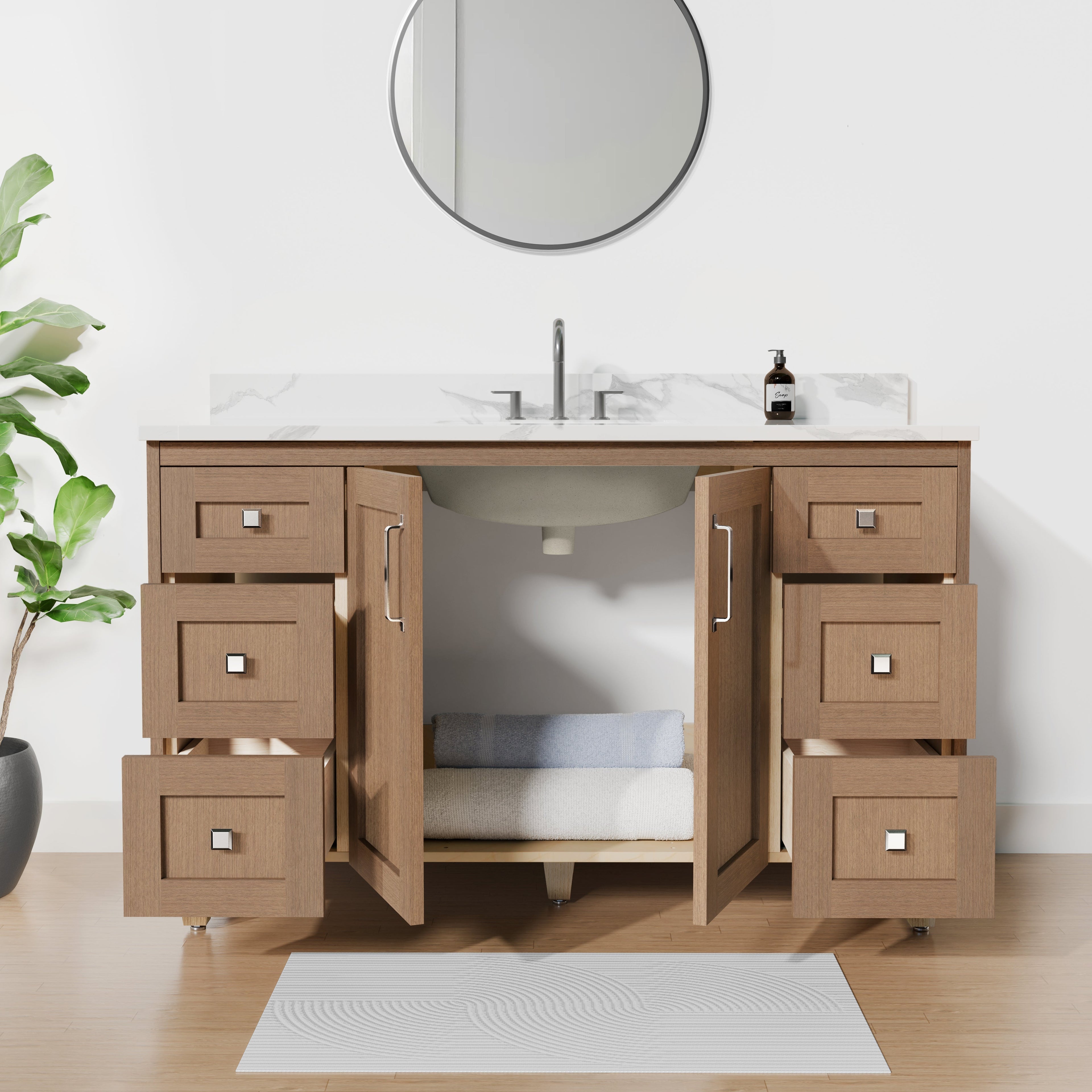 Arlo 54" Solid-Wood Vanity with Quartz Countertop