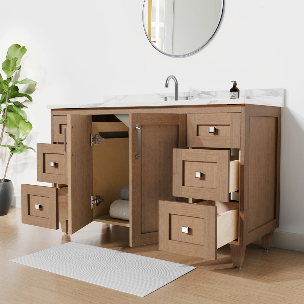 Arlo 54" Solid-Wood Vanity with Quartz Countertop