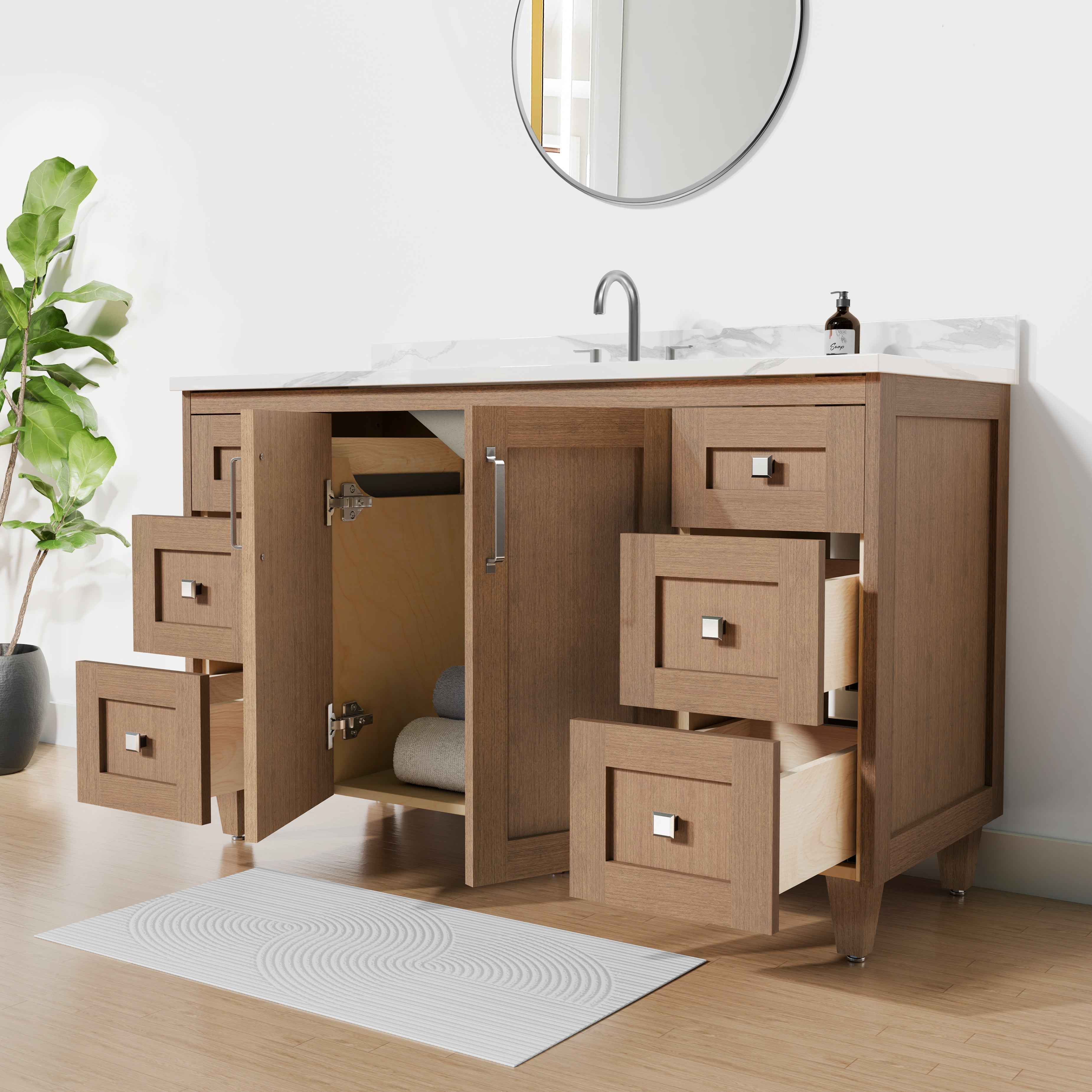 Arlo 54" Solid-Wood Vanity with Quartz Countertop
