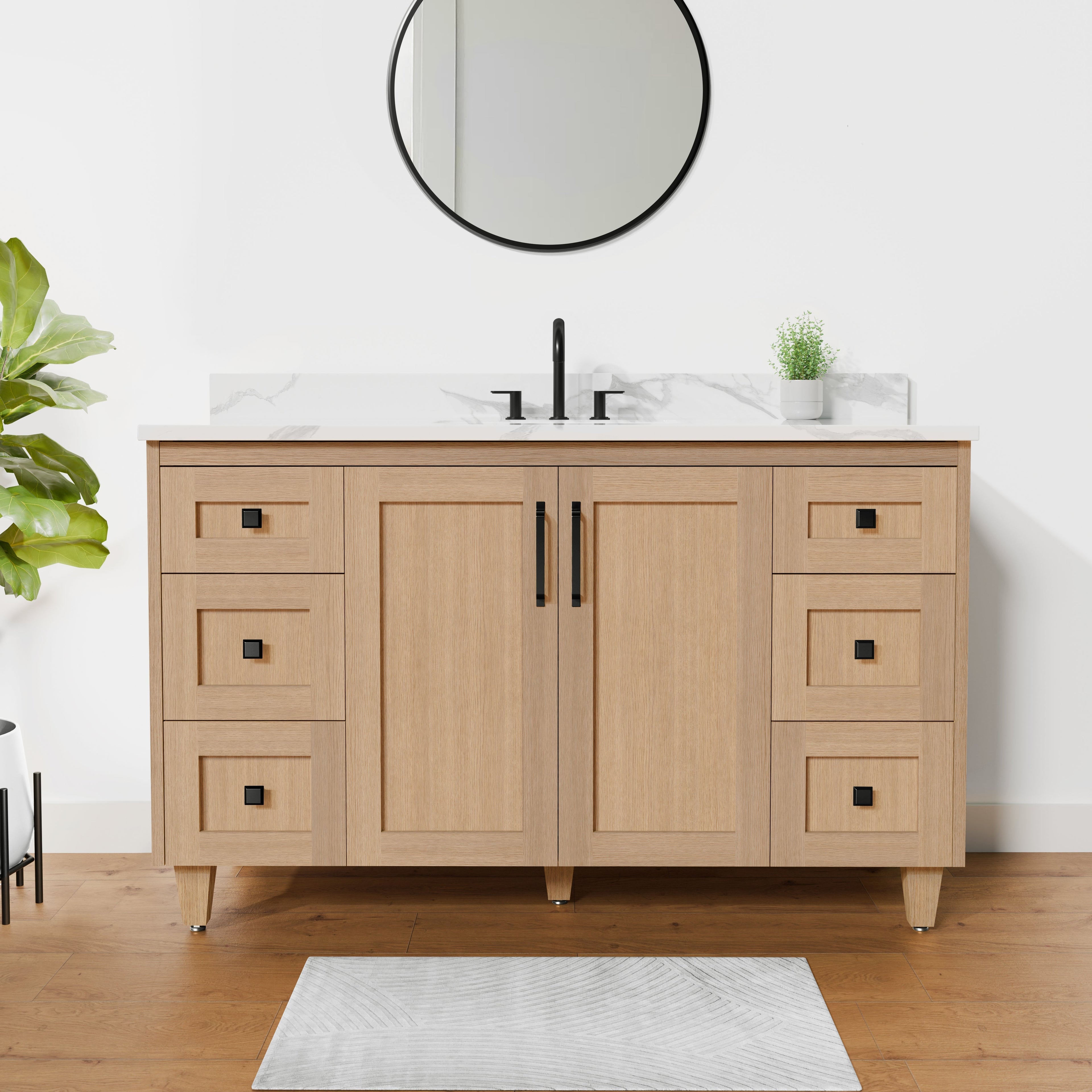 Arlo 54" Solid-Wood Vanity with Quartz Countertop