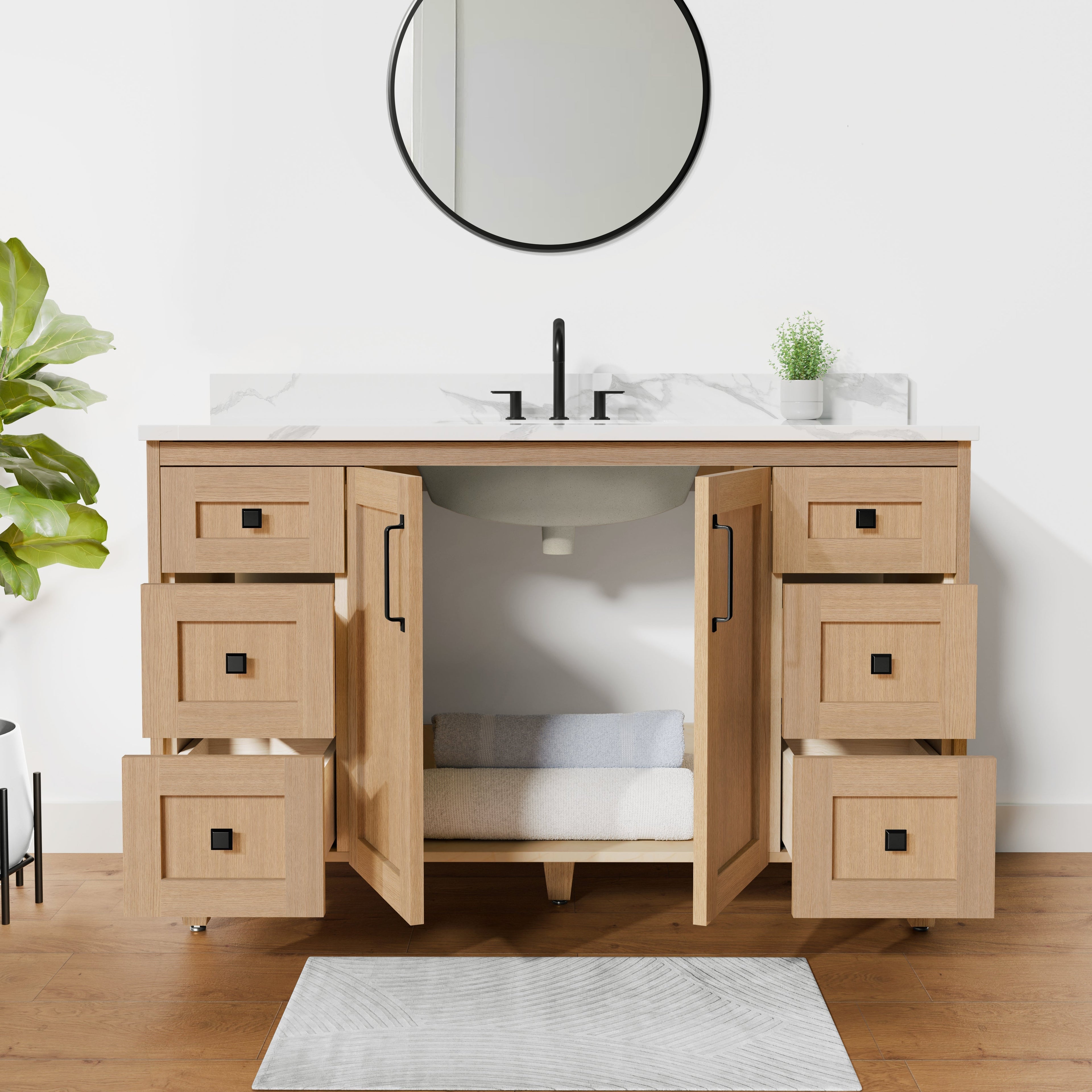 Arlo 54" Solid-Wood Vanity with Quartz Countertop