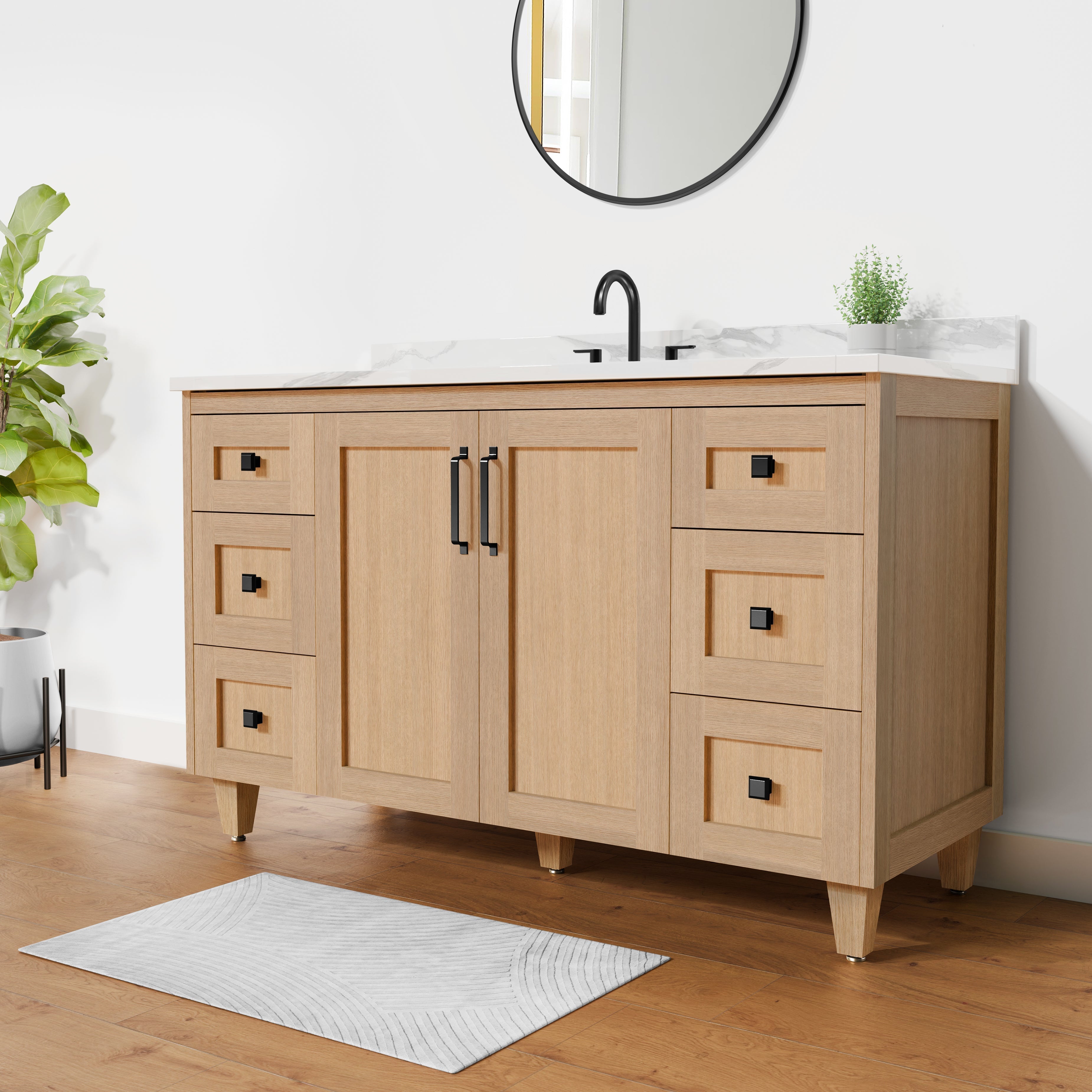 Arlo 54" Solid-Wood Vanity with Quartz Countertop
