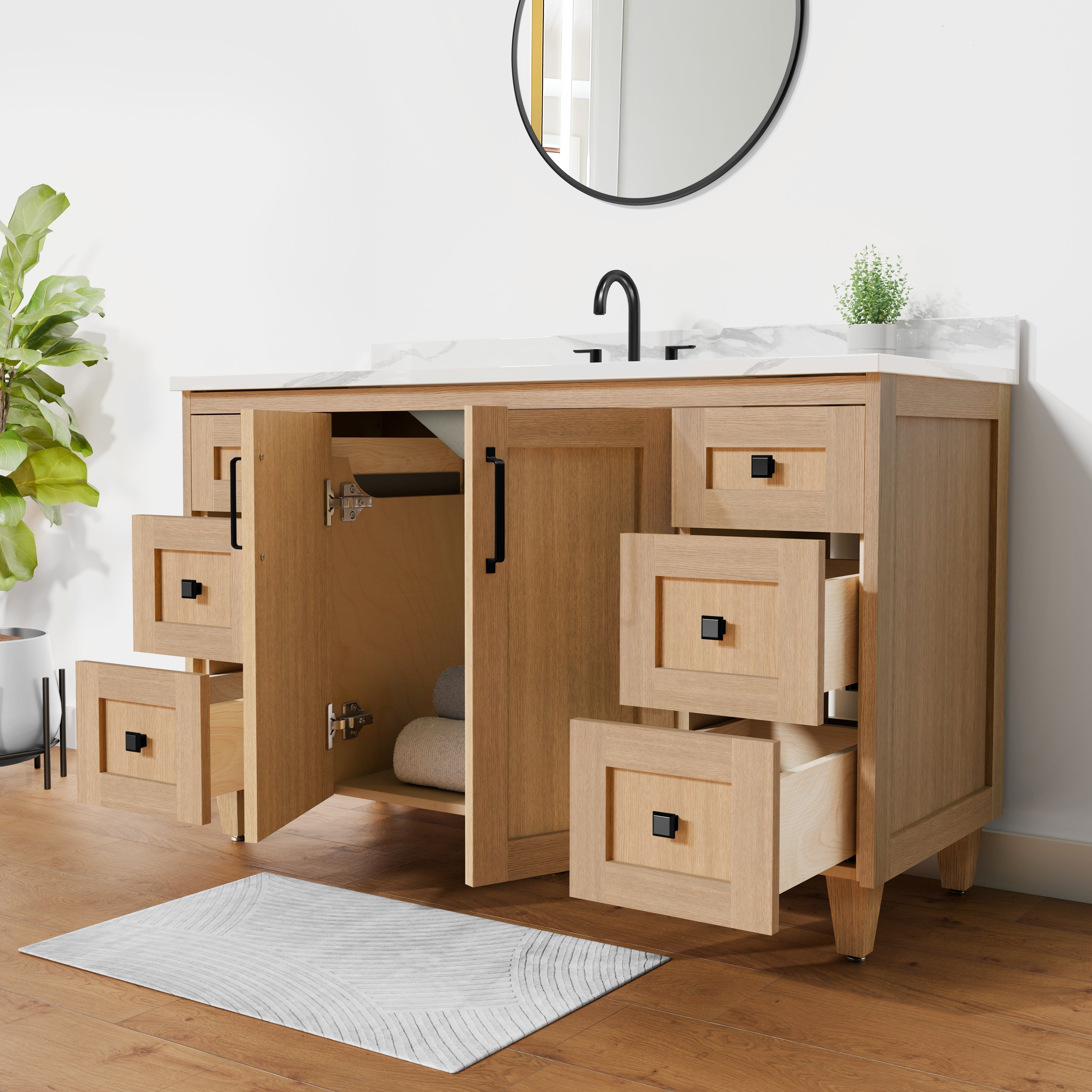 Arlo 54" Solid-Wood Vanity with Quartz Countertop