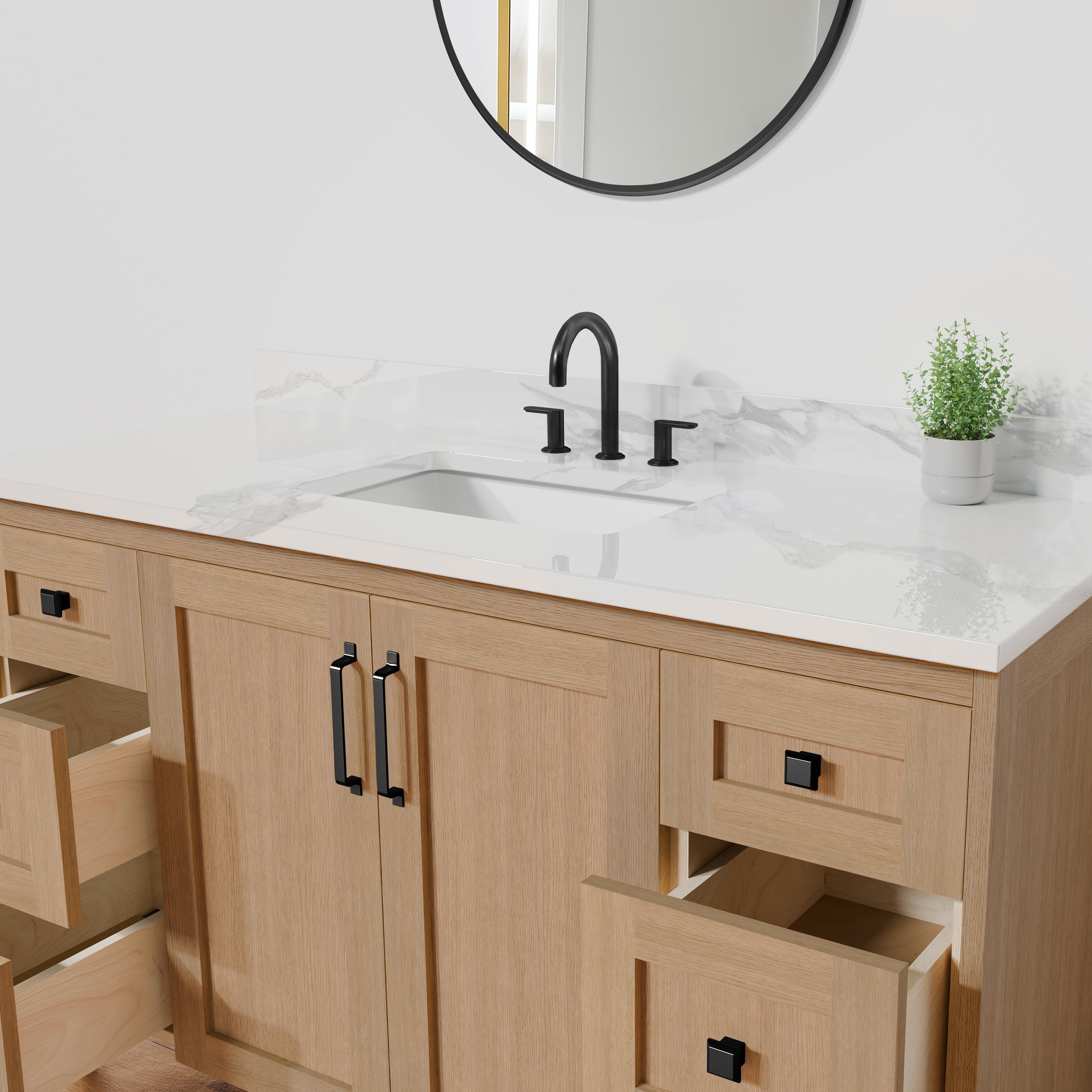 Arlo 54" Solid-Wood Vanity with Quartz Countertop