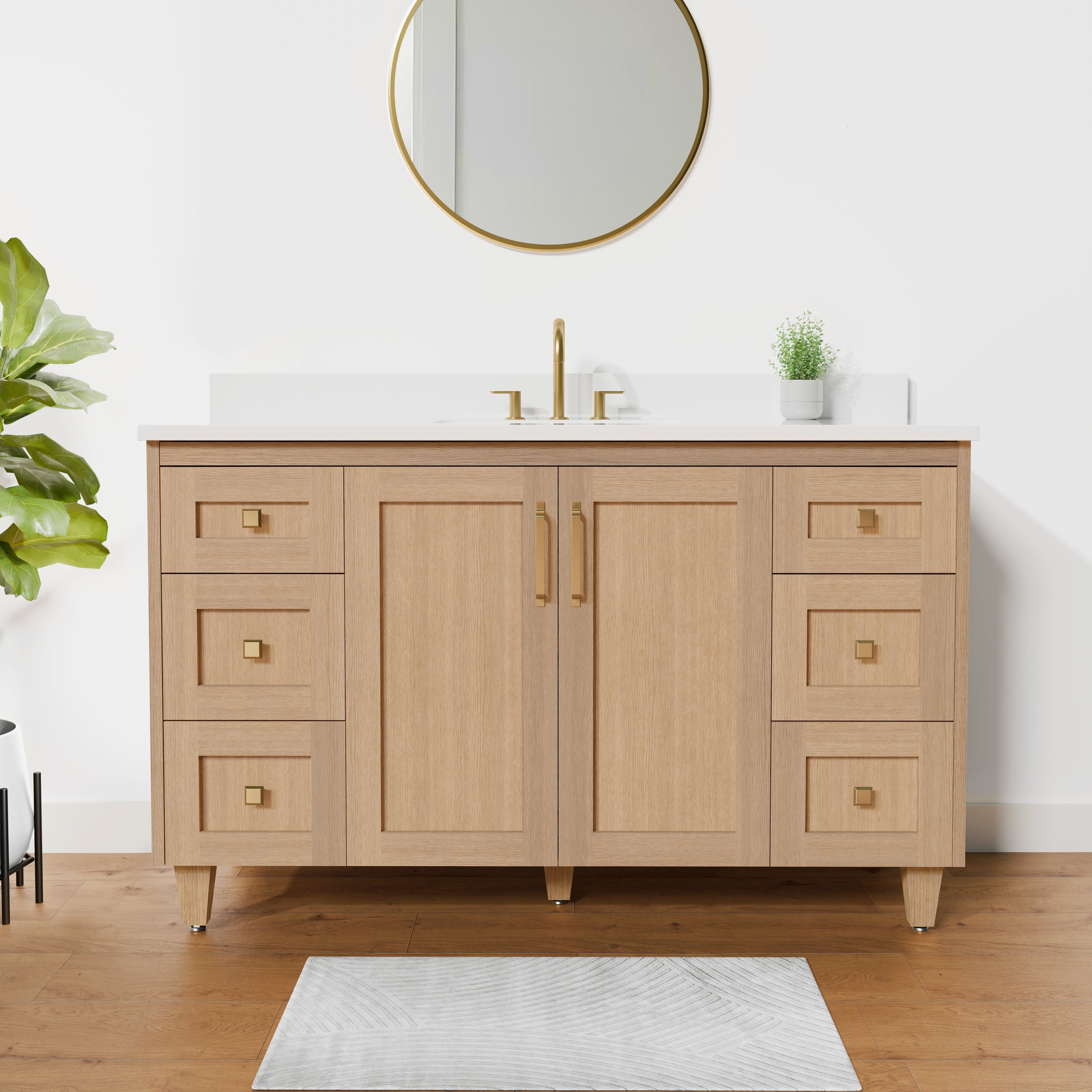 Arlo 54" Solid-Wood Vanity with Quartz Countertop