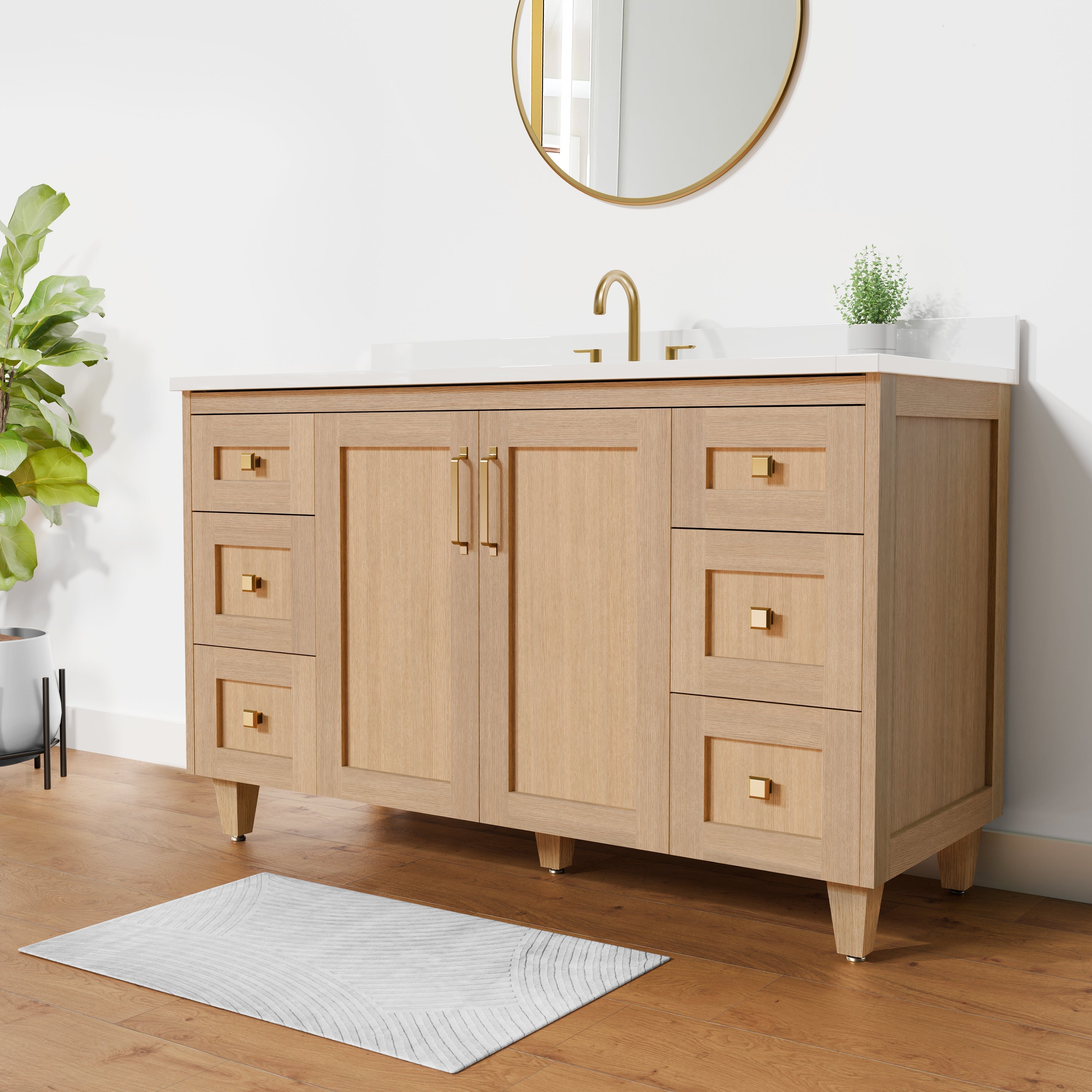 Arlo 54" Solid-Wood Vanity with Quartz Countertop