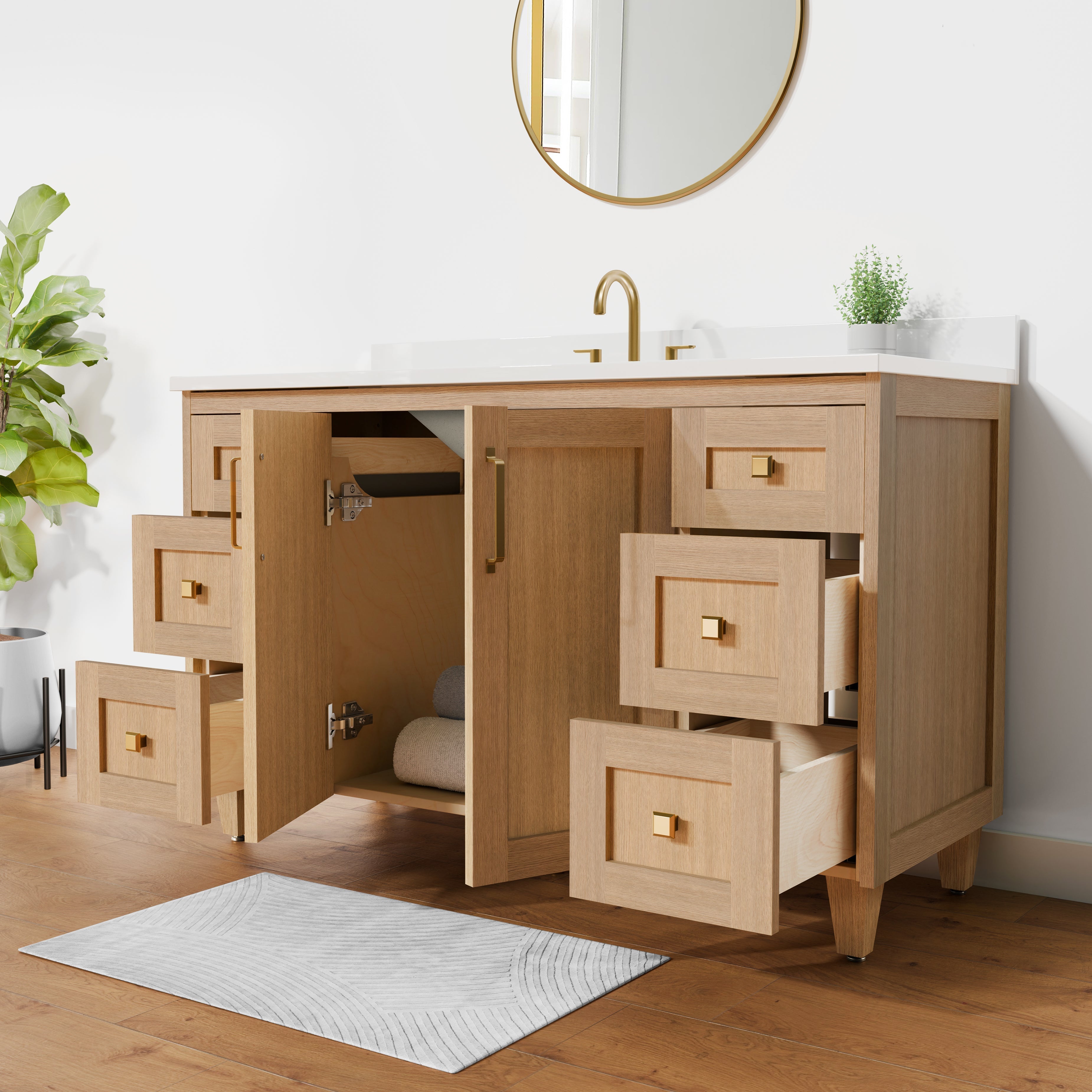 Arlo 54" Solid-Wood Vanity with Quartz Countertop